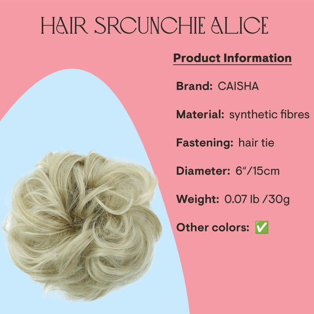 PRETTYSHOP Scrunchy Scrunchie Bun Updo Hairpiece Hair Ribbon Ponytail Extensions Curly Diverse Colors bleach blond mix 25/613 AD