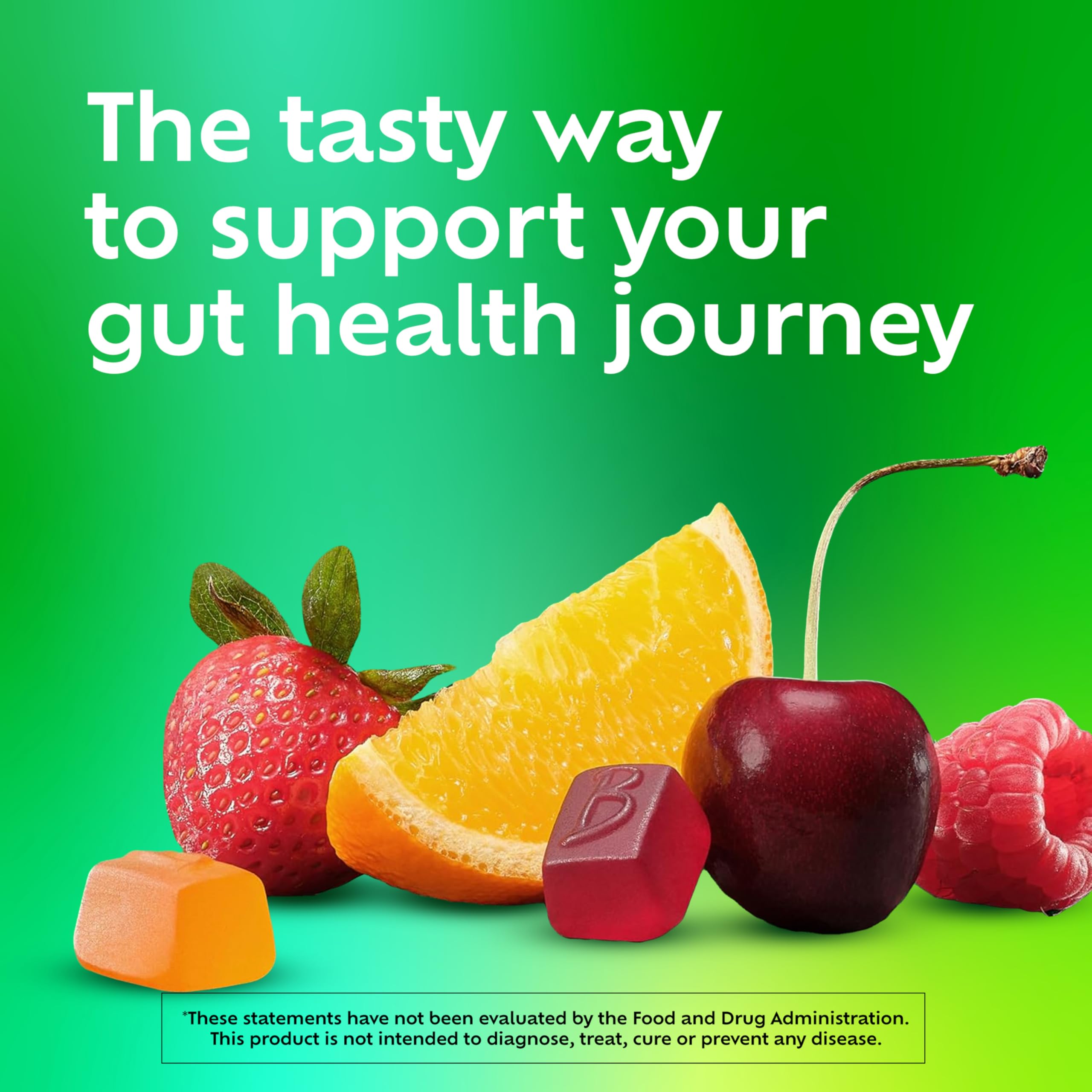 Benefiber Prebiotic Fiber Supplement Gummies with Probiotics for Digestive Health, Assorted Fruit Flavors - 50 Count