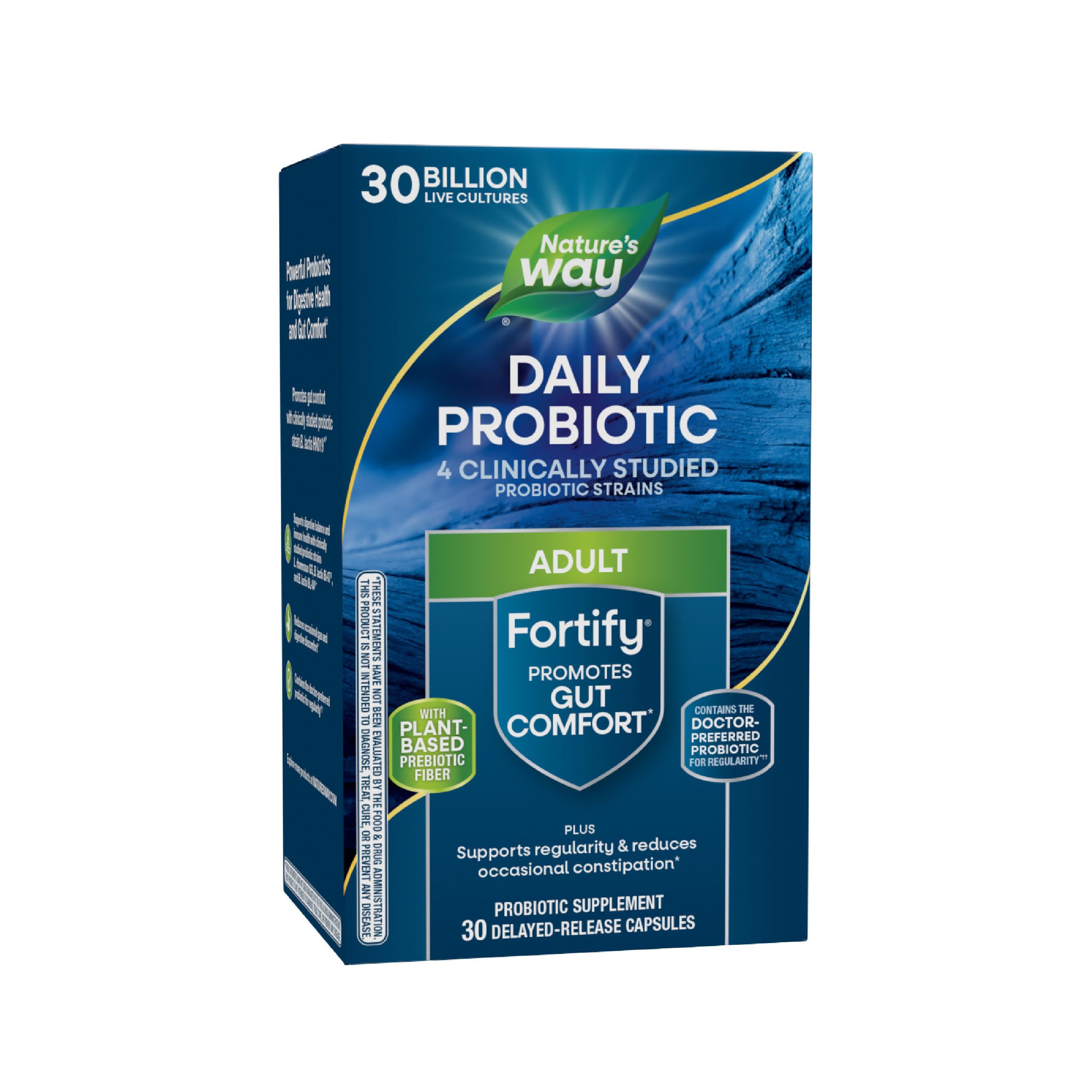 Nature's Way Fortify Daily Probiotic With Prebiotic for Men and Women, Probiotics for Immune and Digestive Health Support*, 30 Billion Live Cultures, 30 Capsules