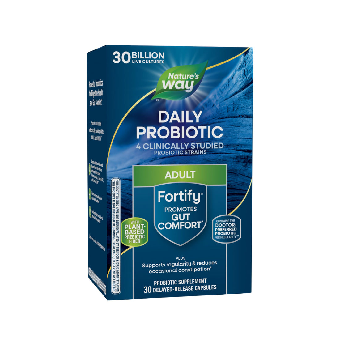 Nature's Way Fortify Daily Probiotic With Prebiotic for Men and Women, Probiotics for Immune and Digestive Health Support*, 30 Billion Live Cultures, 30 Capsules