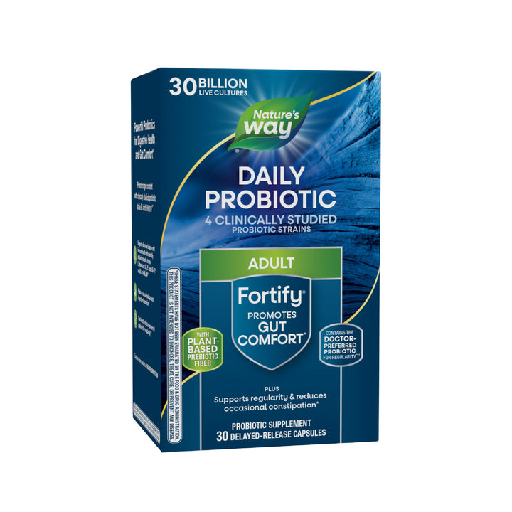 Nature's Way Fortify Daily Probiotic With Prebiotic for Men and Women, Probiotics for Immune and Digestive Health Support*, 30 Billion Live Cultures, 30 Capsules