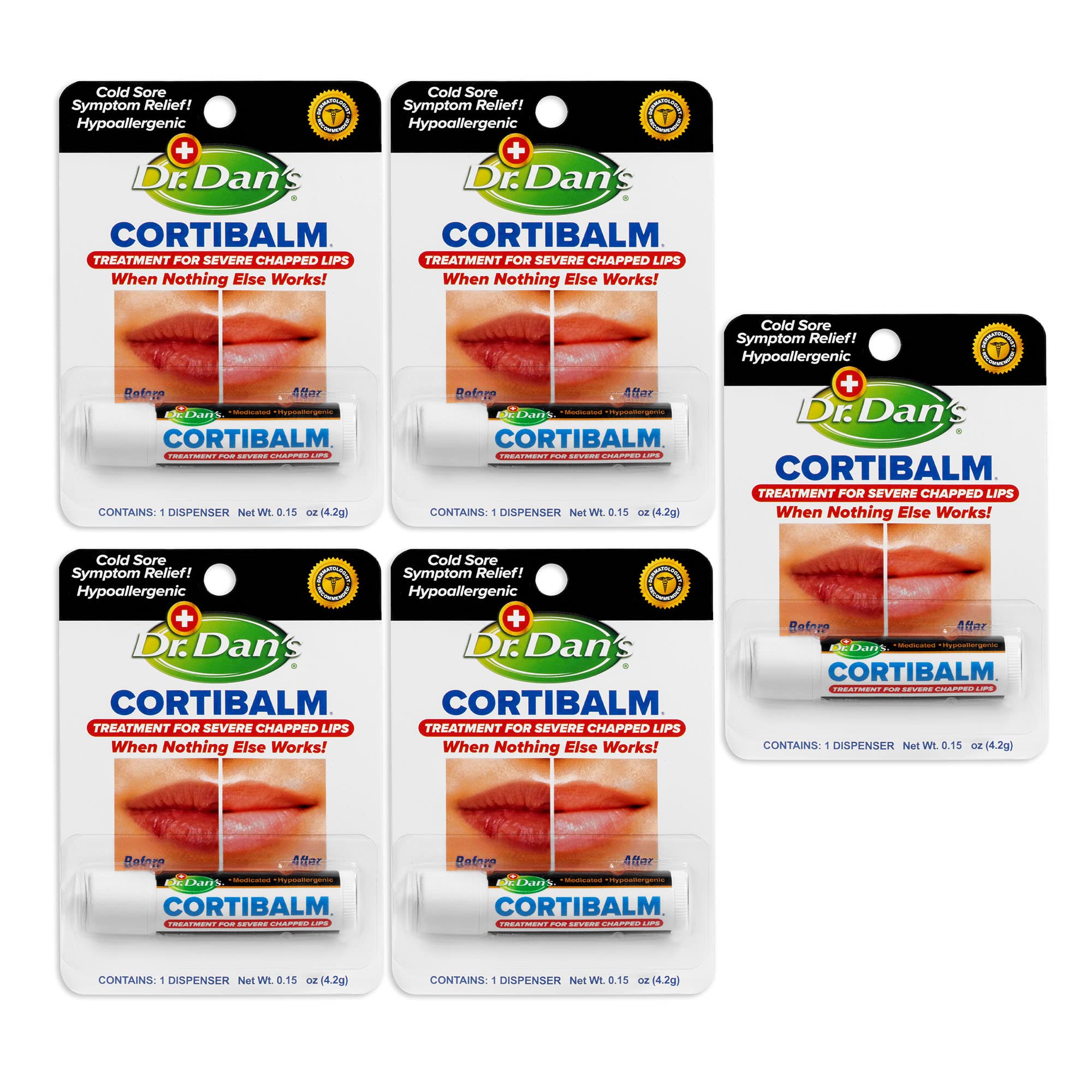 Pack of 5 DR. DANS CORTI BALM .15oz X 5 [Health and Beauty]