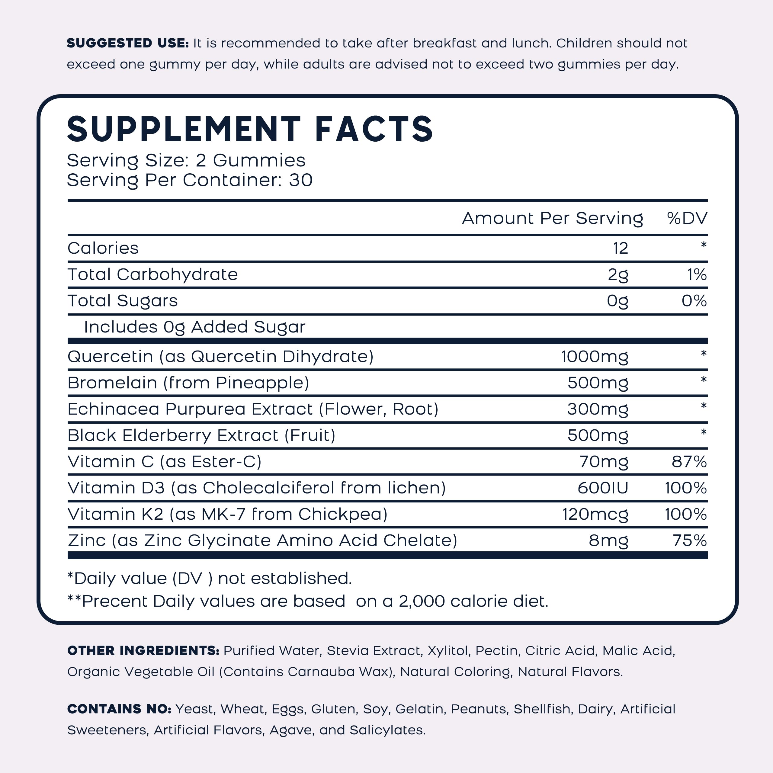 (2 Pack) Quercetin Gummies with Bromelain Zinc Elderberry Vitamin C D3 K2, Quercetin 1000mg Supplement with Bromelain 500mg for Cardiovascular, Immune System & Allergy, Vegan Gummy for Adult & Kid