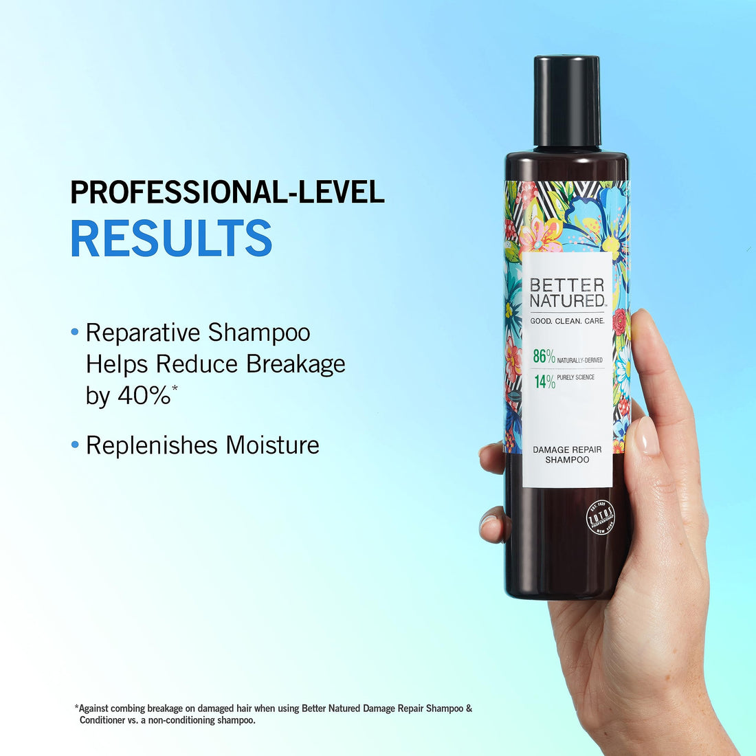 Better Natured Damage Repair Shampoo - Hydrating Vegan Formula for Dry & Damaged Hair with 86% Naturally-Derived Ingredients, Paraben Free, 10.1 Fl Oz