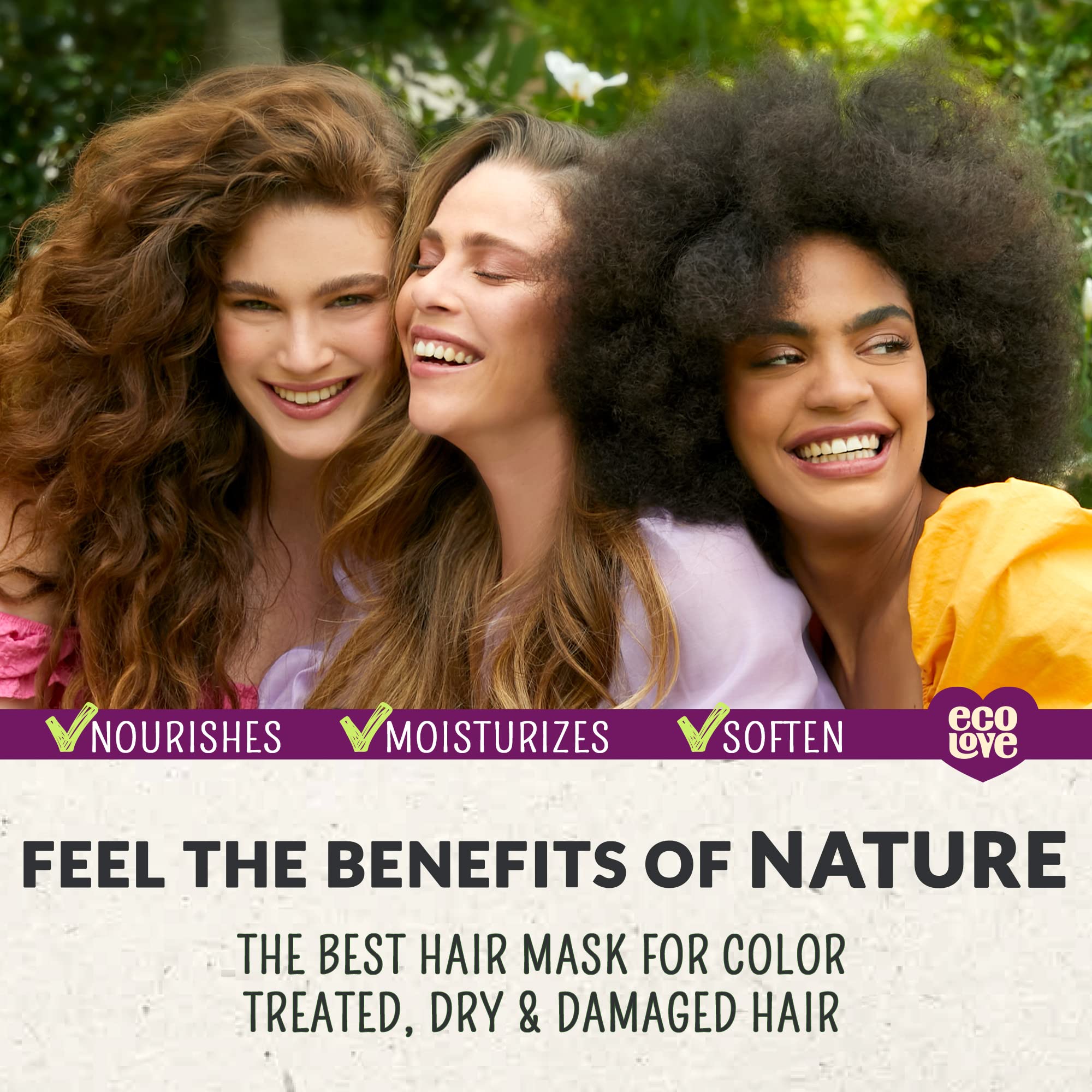 ecoLove Purple Collection Hair Mask for colored & very dry hair - Blueberry, Grape & Lavender. 100% VEGAN (11.8 Oz)