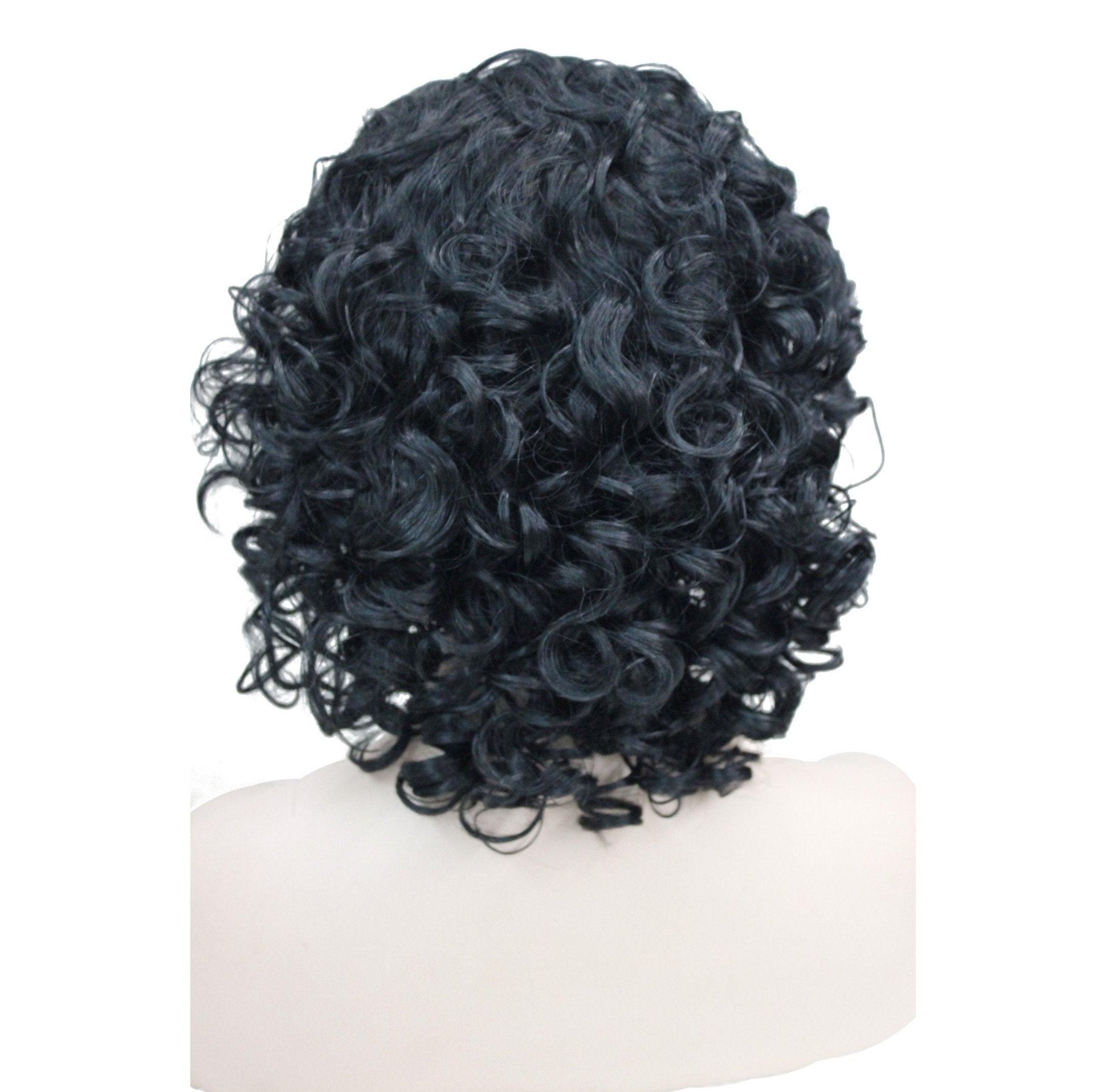 #1 Jet Black : Lydell Short Super Curly Dark Brown Synthetic HEADBAND Wig (#1 Jet Black)