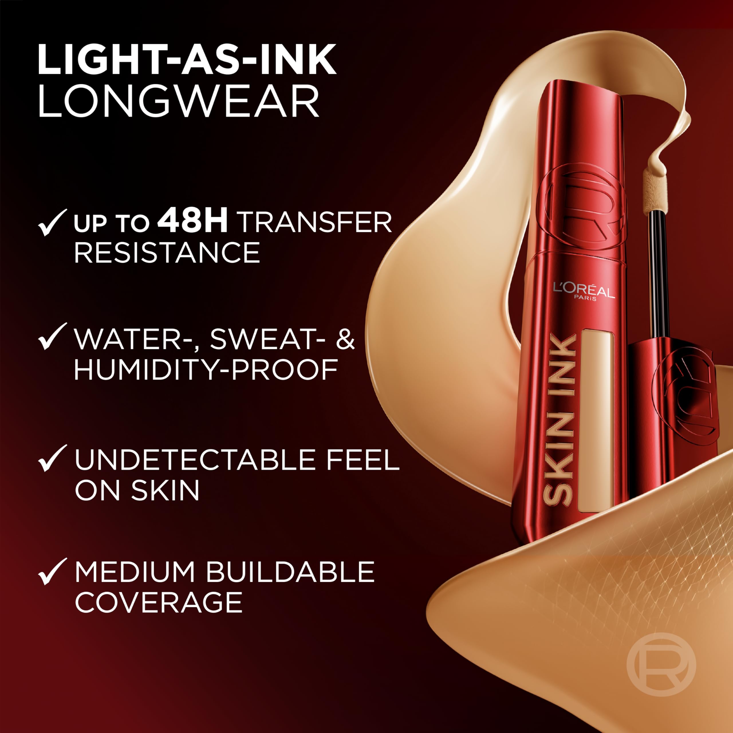 L'Oreal Paris Infallible Skin Ink 2-in-1 Foundation Concealer Hybrid Face Makeup, up to 48HR Transfer-Resistant with Buildable Light to Full Coverage, 100 Light Warm