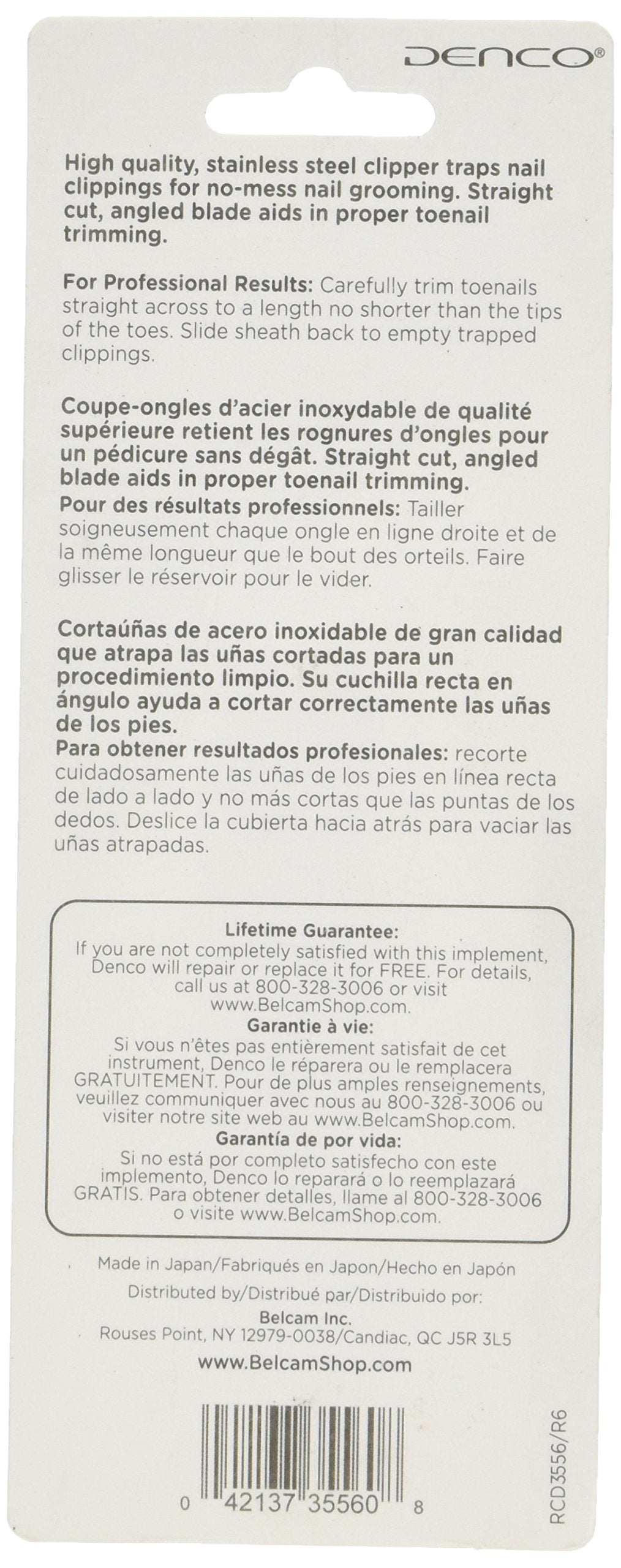 Denco Straight Cut Toenail Clipper Stainless Steel, Assorted Colors