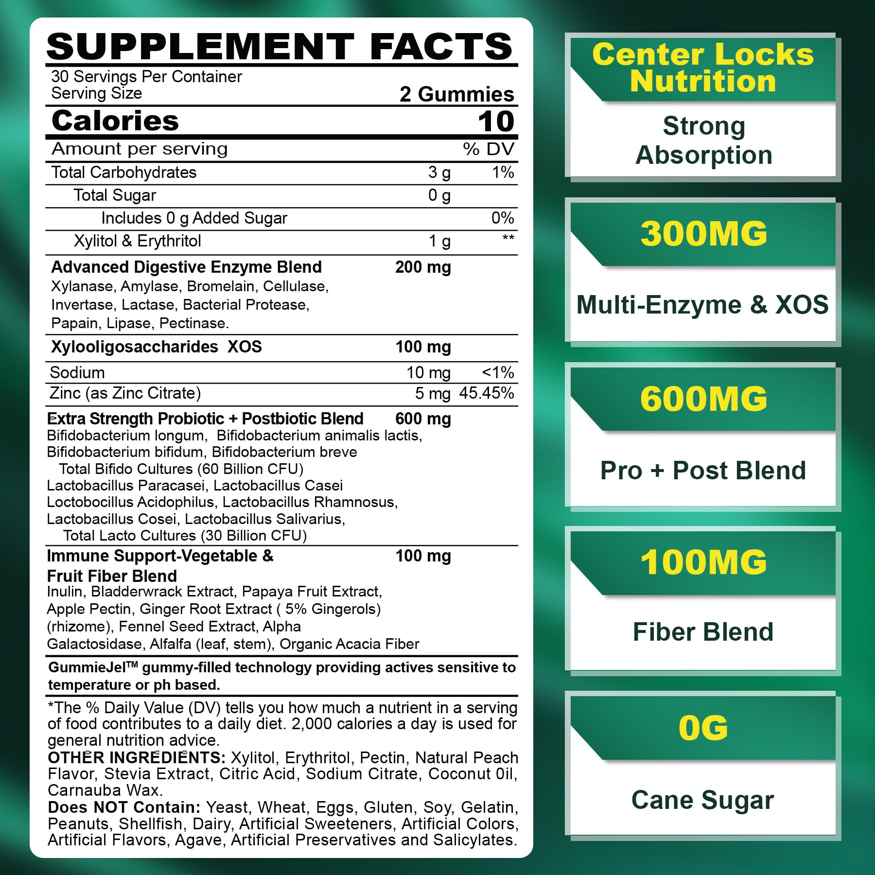 Digestive Enzymes Gummies for Women & Men, Multi-Enzymes with 90Billion CFU Probiotics and Prebiotics & Postbiotic, Vegetable & Fruit Fiber Blend, Super Enzymes for Digestive & Gut Health,Immune,60Cts