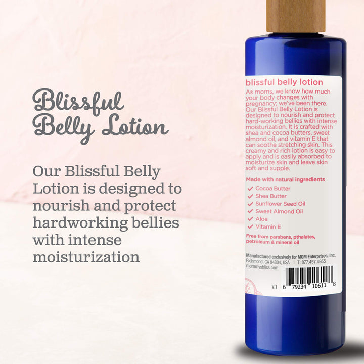 Mommy's Bliss Belly Lotion: For Hydrated, Resilient, & Elastic Skin During Pregnancy, Reduce Stretch Mark Appearance with Cocoa Butter, Vitamin E, Aloe, & Natural Oils, Unscented, 8 Fl Oz