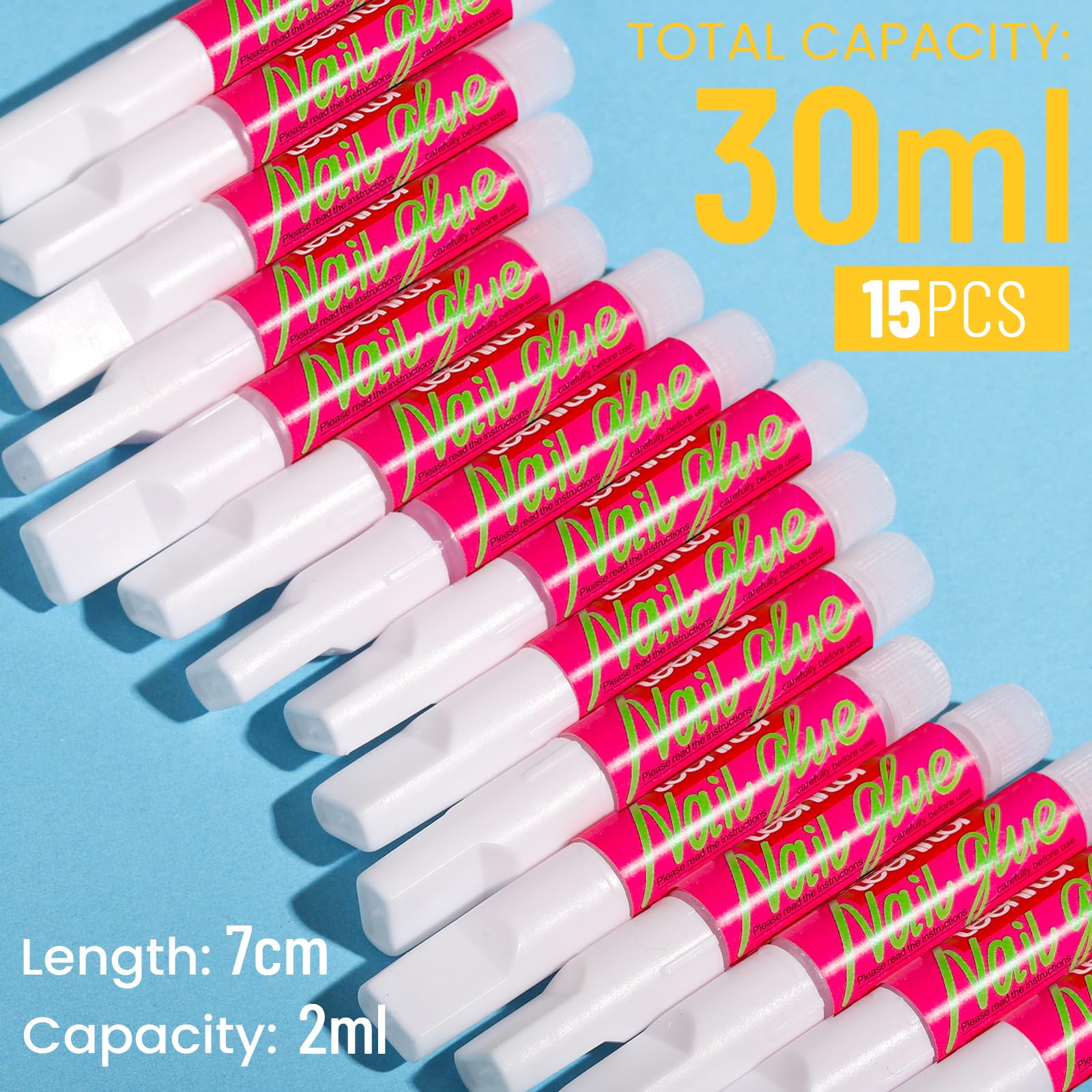 Teenitor Nail Glue for Acrylic Nails, 15pcs Press on Nail Glue Strong, Best Nail Glue for Press on Nails Long Lasting Nail Glue for Nail Tips