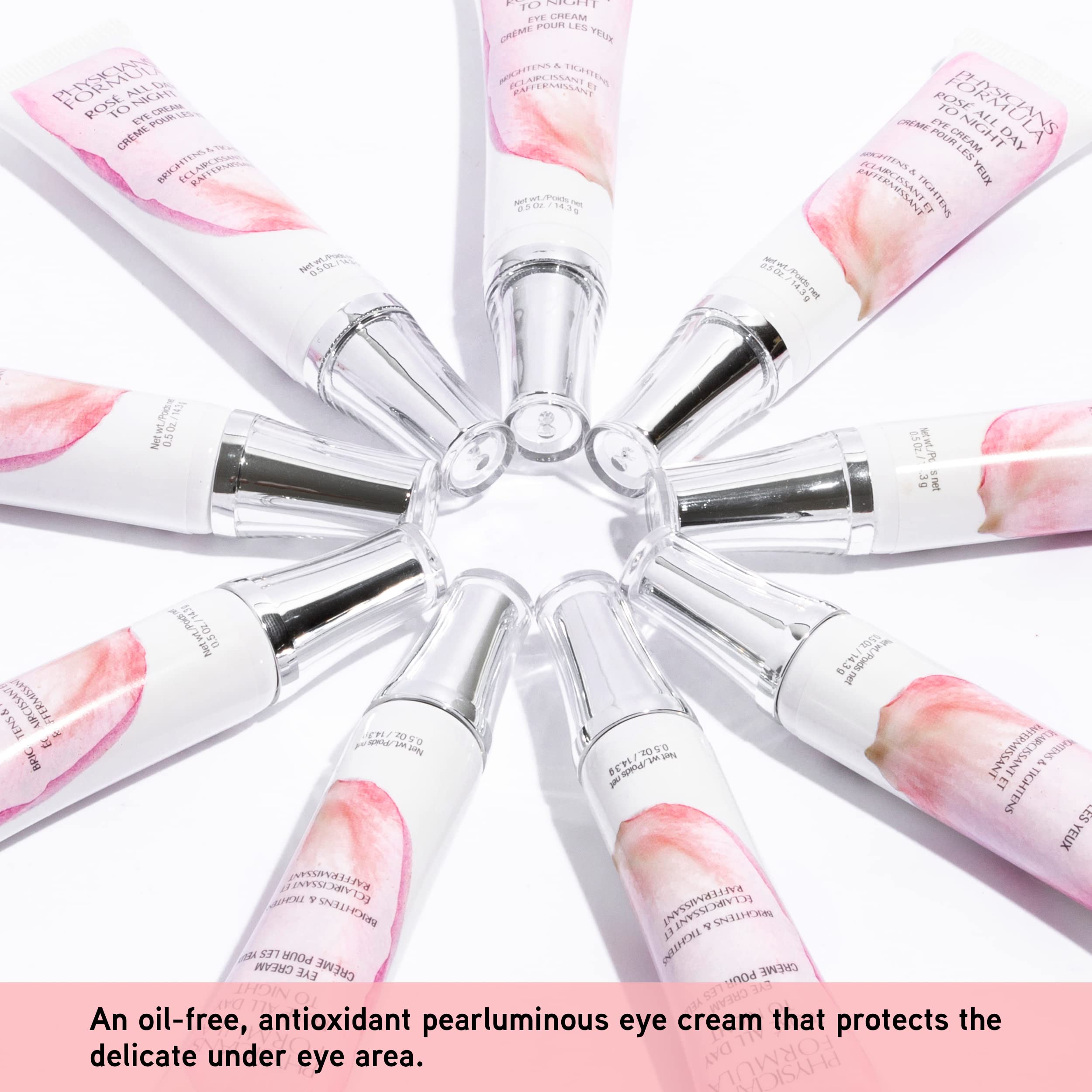 Physicians Formula Rosé All Day To Night Eye Cream, Dark Circles, Puffiness, Bags Under Eyes, Wrinkles | Dermatologist Tested, Clinicially Tested, Hypoallergenic