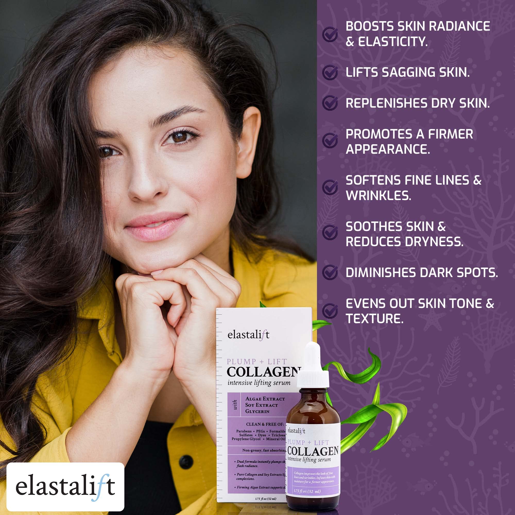 Elastalift Collagen Serum For Face | Collagen Face Serum For Skin Tightening Helps Lift, Plump, & Firm Sagging Skin | Serums For Skin Care | Anti Wrinkle Boost, Fragrance Free, 1.75 Fl Oz