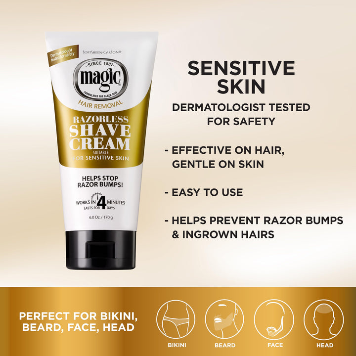 SoftSheen-Carson Magic Razorless Shaving Cream, Hair Removal Cream, Depilatory Cream, Works in 4 Minutes for Coarse, Curly Hair, 2 Count