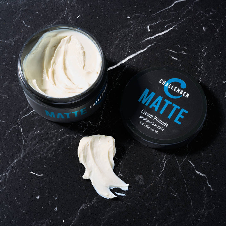 Combo Pack - 1.5OZ And 3OZ Matte Styling Cream - Medium Firm Hold - Best Men's Styling Cream Pomade - Challenger Blue - Water Based, Clean & Subtle Scent. Men's Hair Wax, Fiber, Clay, Paste All In One