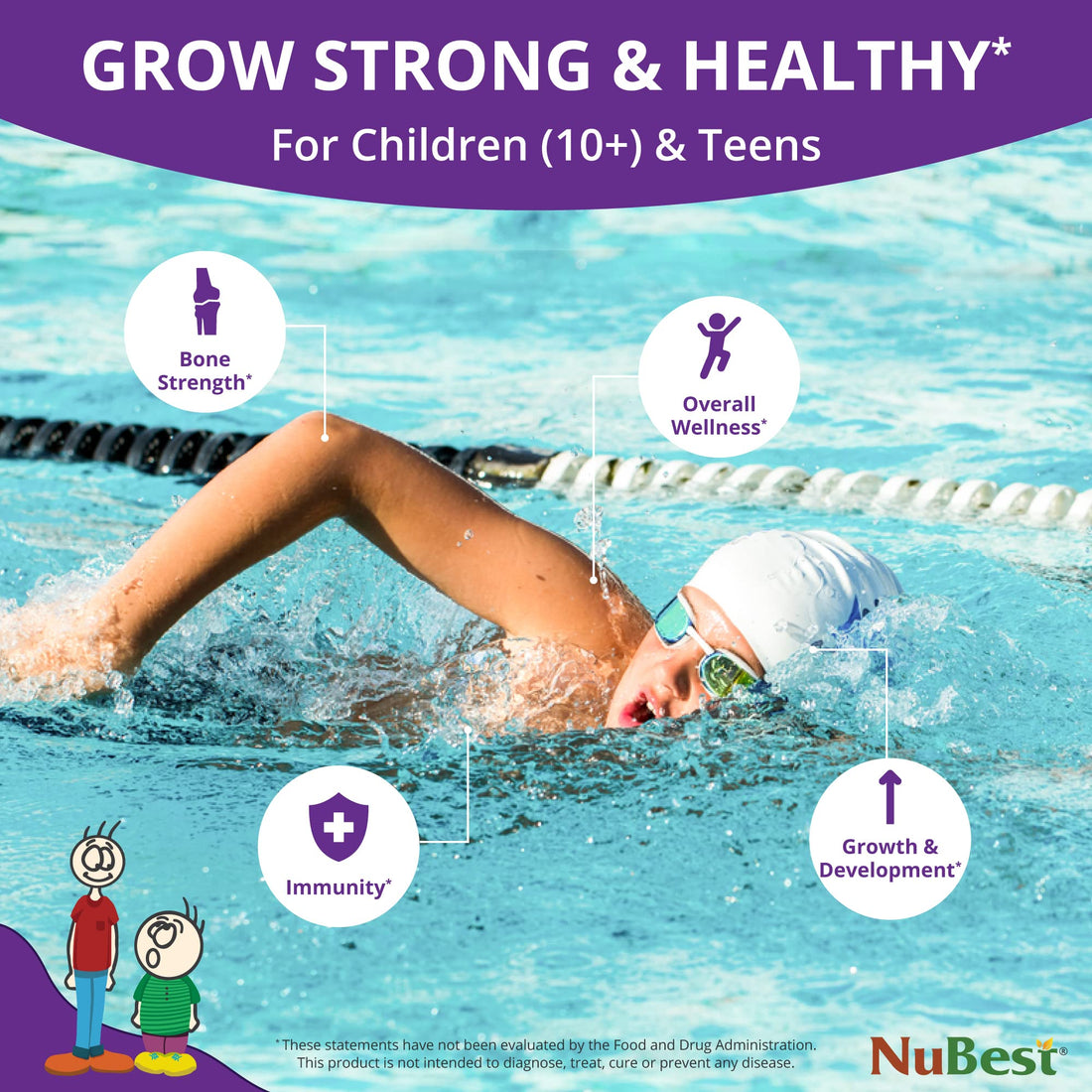 NuBest Tall 10+ - Premium Bone Strength Formula, Enhanced Immunity and Overall Health for Age 10+ - Who Drink Milk Daily with Calcium, Vitamin D3, Vitamin K2, and Multivitamins - 60 Capsules