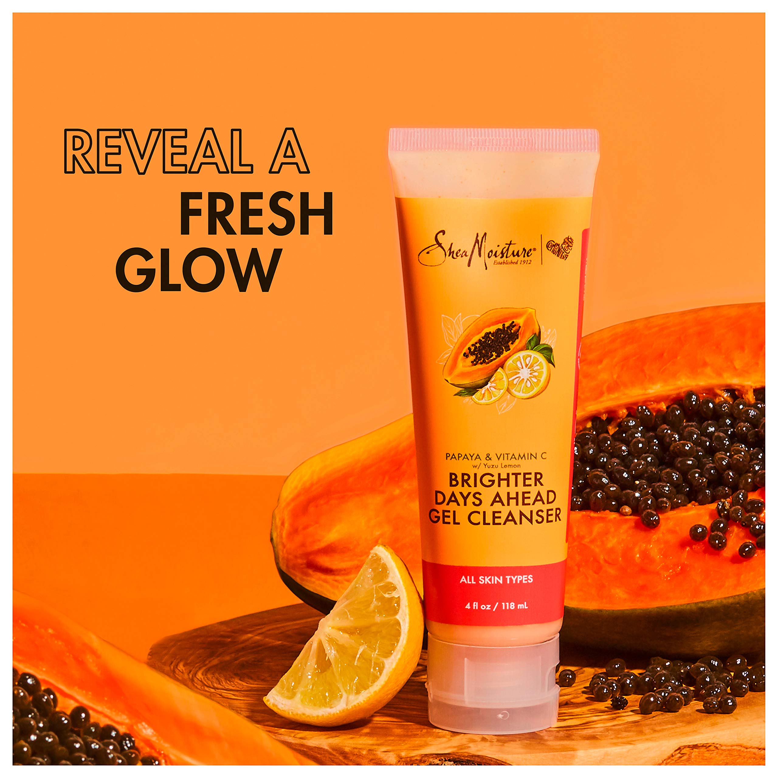 Sheamoisture Gel Cleanser For Dull, Uneven Skin Tone Papaya and Vitamin C Face Cleanser For Uneven Skin Tone 4 oz