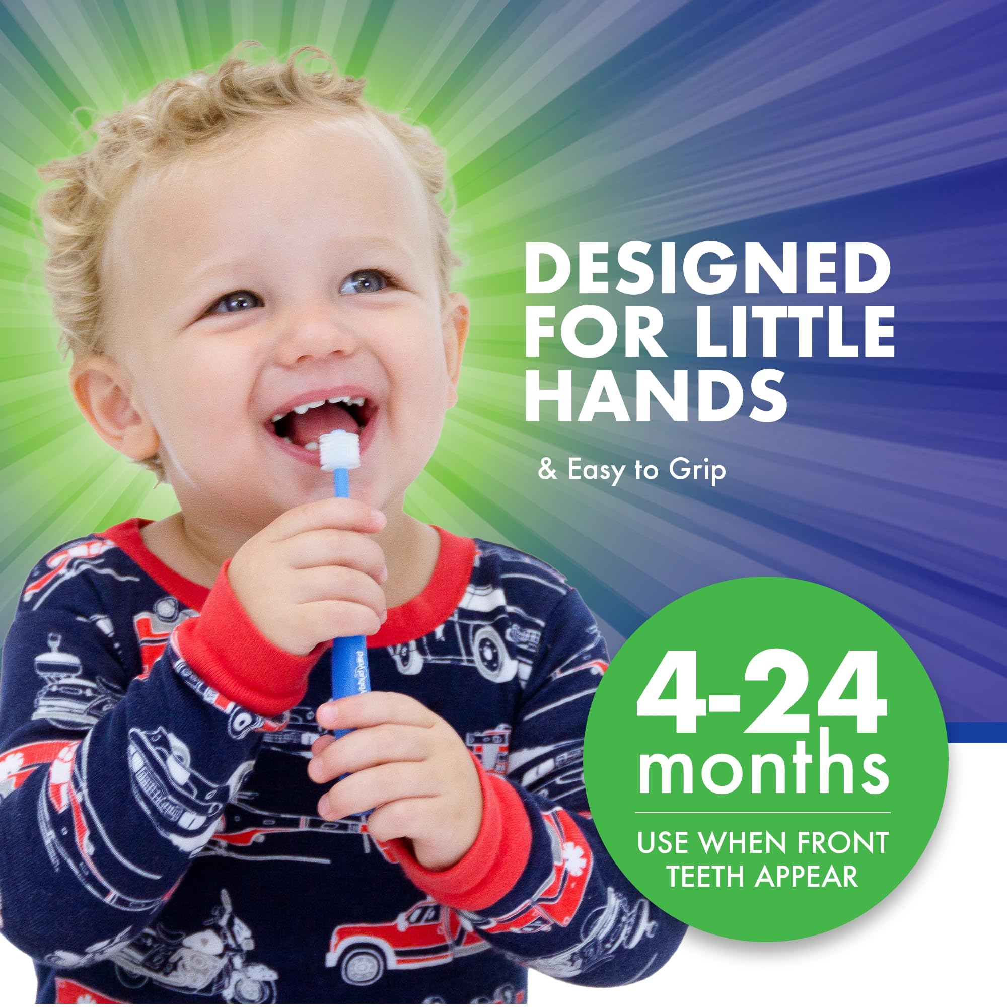 Brilliant Oral Care Baby Toothbrush with Soft Bristles and Round Head, for a Toddler Approved, Easy to Use All-Around Clean Mouth, Ages 0-2 Years, Mint Green, 1 Pack