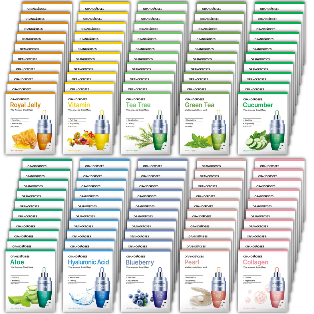 {Entel} 72 Pcs Combo-Pack, Premium Korean Essence Facial Mask Sheet (12 Types x 6 pcs), Five Chemical Free : No Paraben, No Silicon, No Mineral Oil, No Artificial Colors,No Ethanol …
