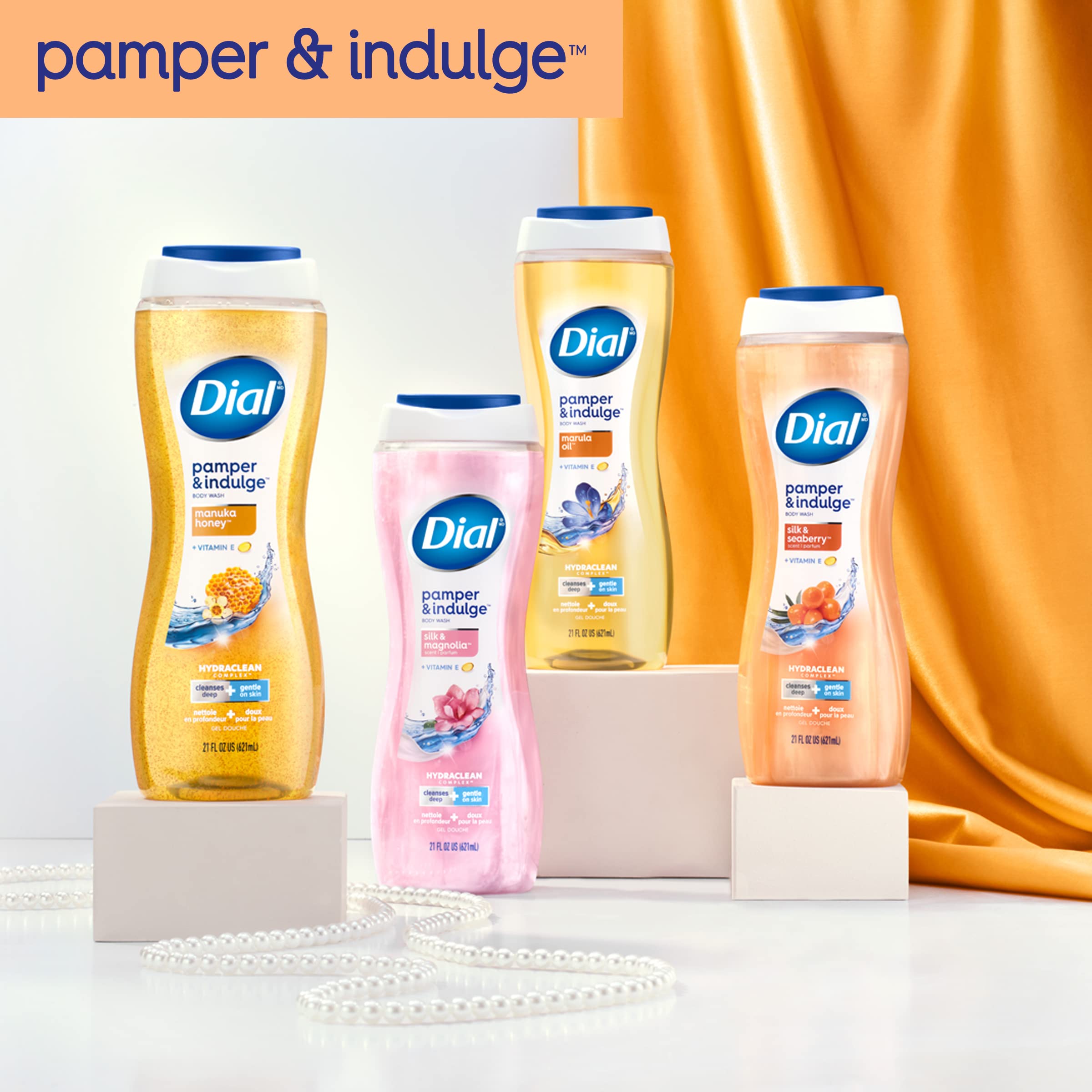 Dial Body Wash, Pamper & Indulge Marula Oil, 16 fl oz (Pack of 4)