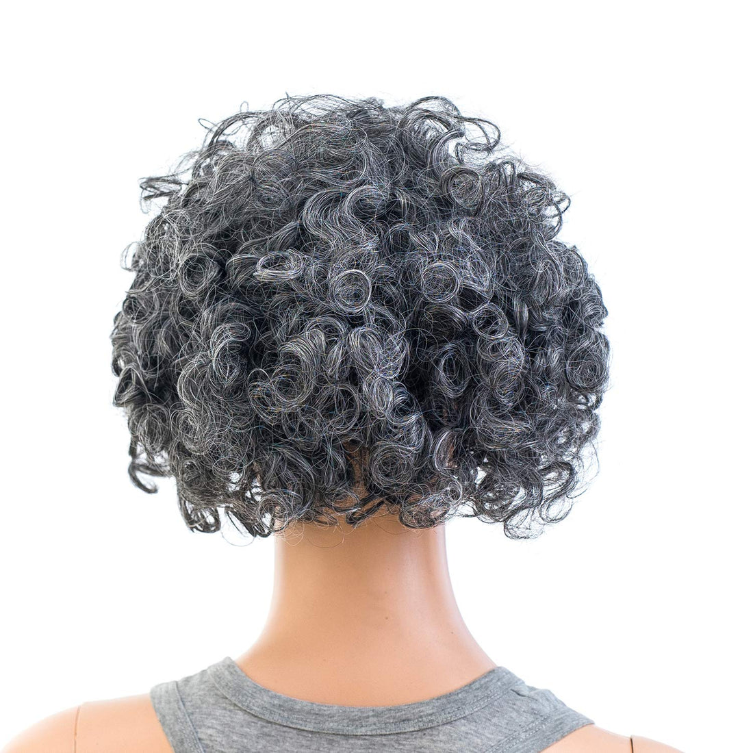 Swacc 12-Inch Old Lady Cosplay Wig Short Silver Gray Grandmother Curly Wigs For Women And Kids With Wig Cap