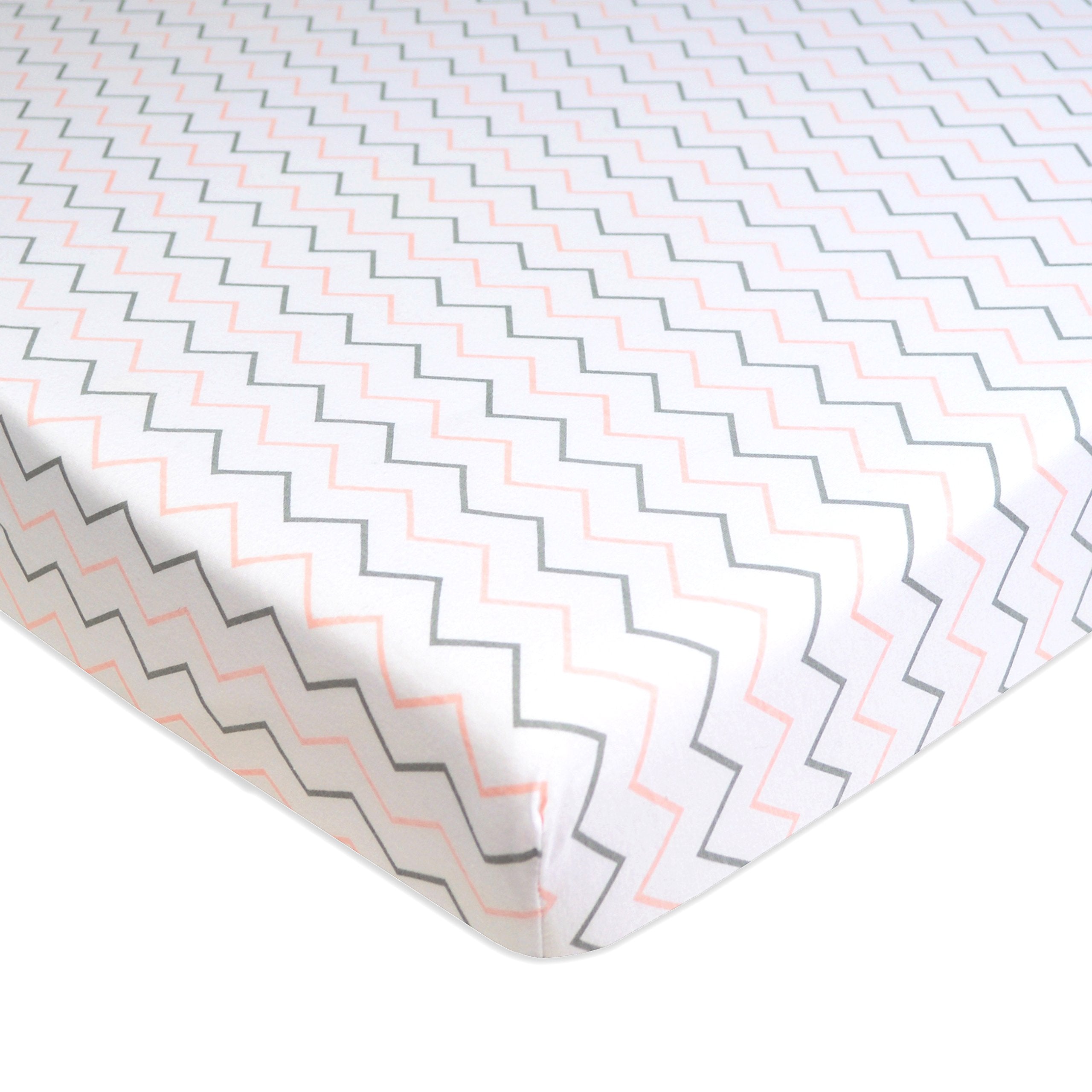 American Baby Company 3 Pack Fitted Pack N Play Playard Sheet 27 x 39, Soft Breathable Neutral 100% Cotton Jersey Pack and Play Sheet, Pink Star/Zigzag, for Boys and Girls, Fits Most Mini Crib