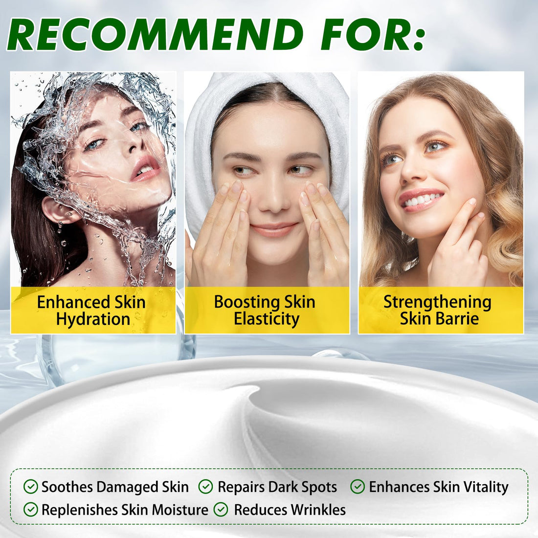 RoongDuuDll Snail Mucin Moisturizer - Snail Mucin Serum Cream, Face Moisturizer with Advanced Snail 92 Mucin Essence, Face Moisturizing Cream for Dry Skin, Day & Night Korean Skin Care Repair Cream