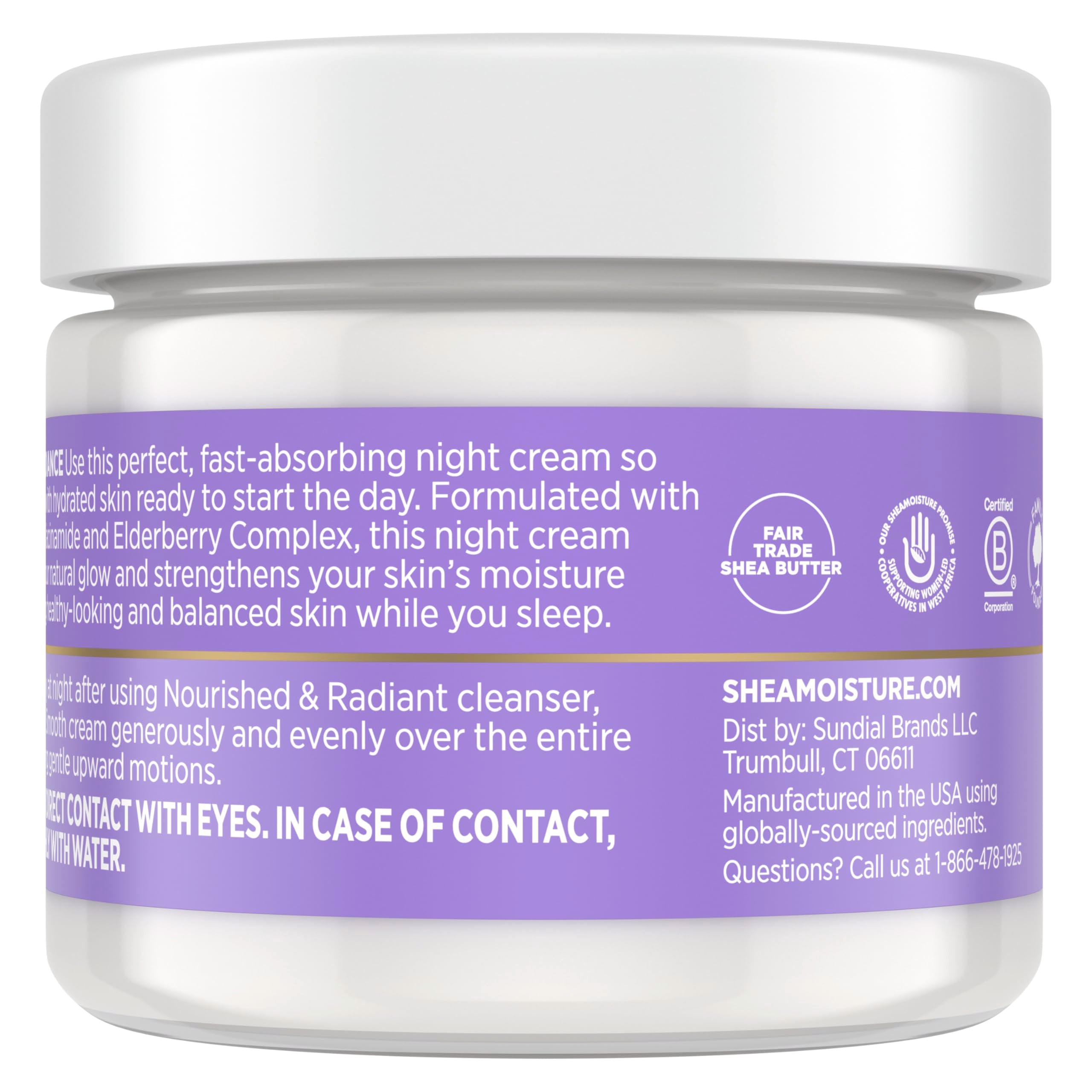 SheaMoisture Melanin Care Night Repair Cream Nourished & Radiant for Strengthening Skin's Moisture Barrier, with Pro-Ceramides +Elderberry Complex, 2 oz