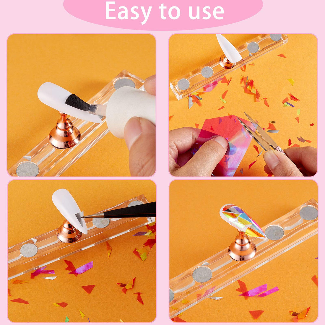 40 Pieces Glass Paper Nail Design Sticker Shinning Reflective Mirror Design Broken Glass Nail Design Stickers Iridescent Glass Paper Nail Decal, 20 Colors