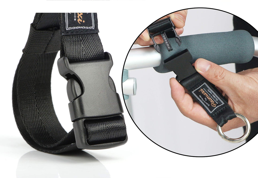 PACMAXI Stroller Hook, 2 Pack Multi Purpose Organizer Hooks Clip for Stroller, Wheelchair, Rollator, Walker (Black)