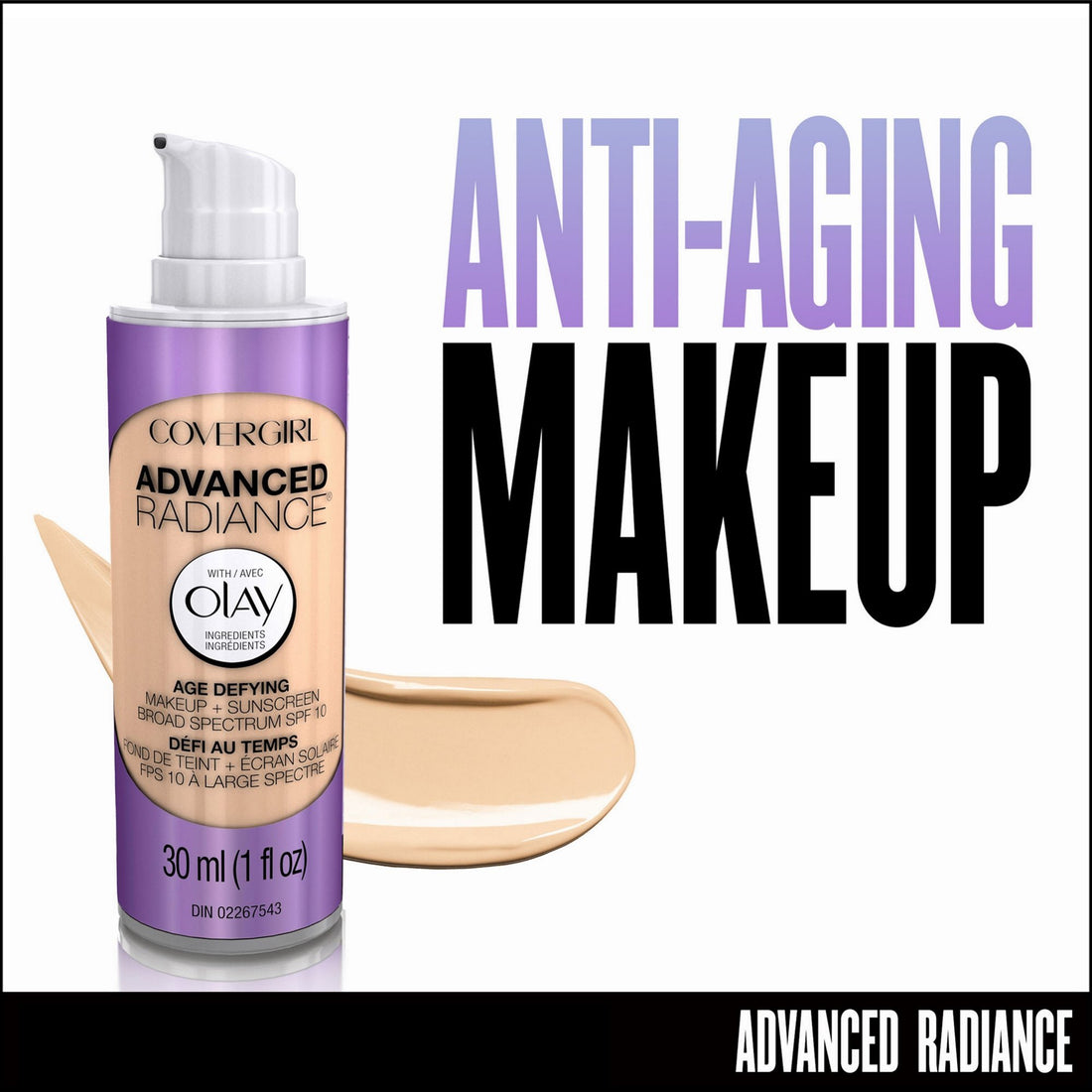 COVERGIRL Advanced Radiance Age Defying Foundation Makeup Medium Light, 1 oz