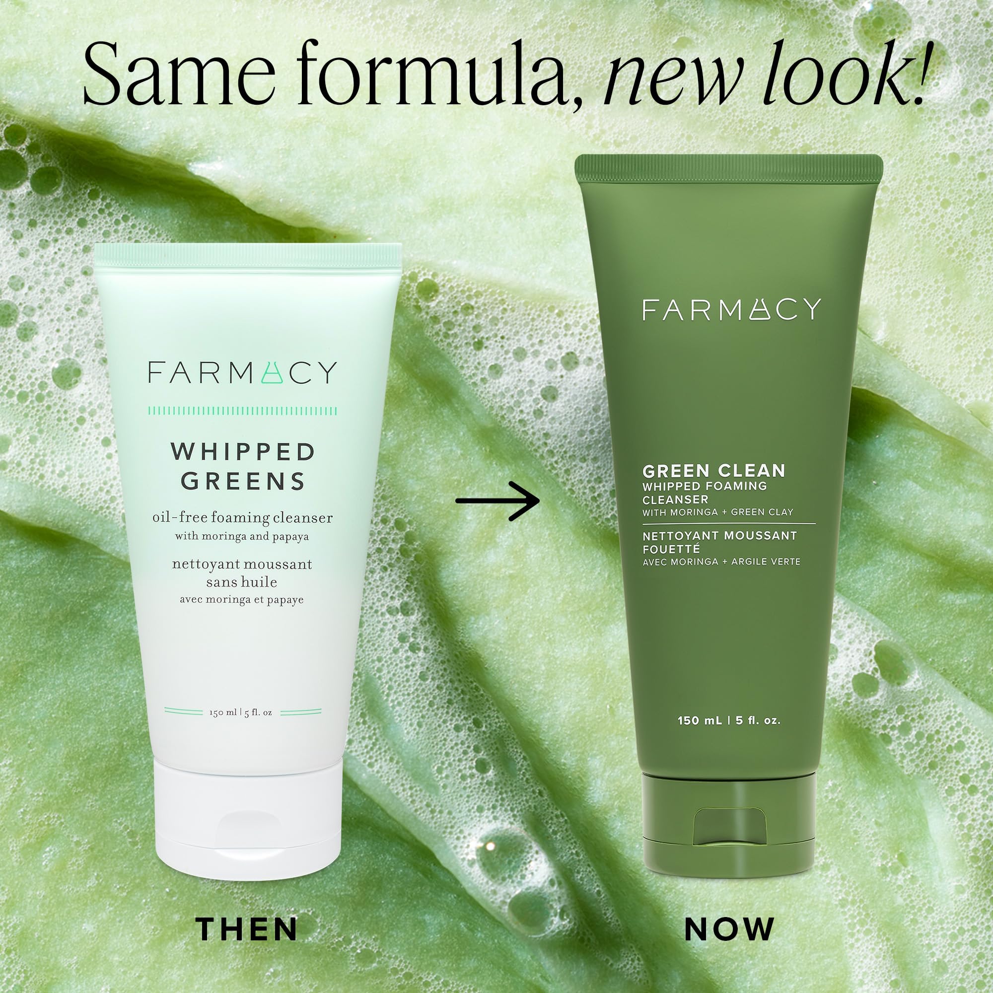 Farmacy Foaming Face Wash for Oily Skin - Whipped Greens Oil-Free Gentle Facial Cleanser & Exfoliator - Infused with Green Clay to Remove Impurities, Control Oil & Maintain Skin Hydration (50ml)