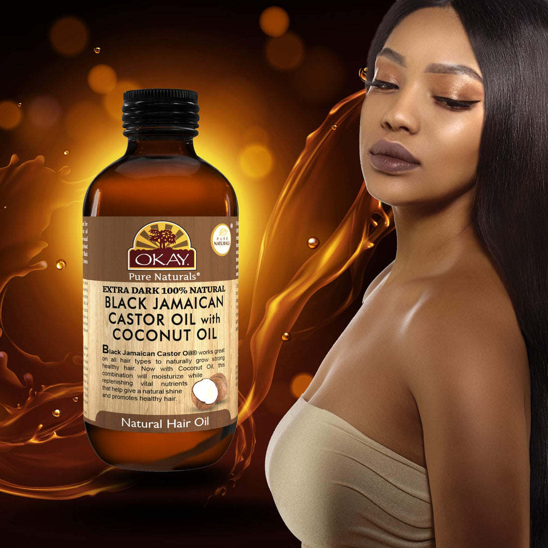 Okay Xtra Dark Black Jamaican Castor Oil with Coconut Oil, 4 Ounce
