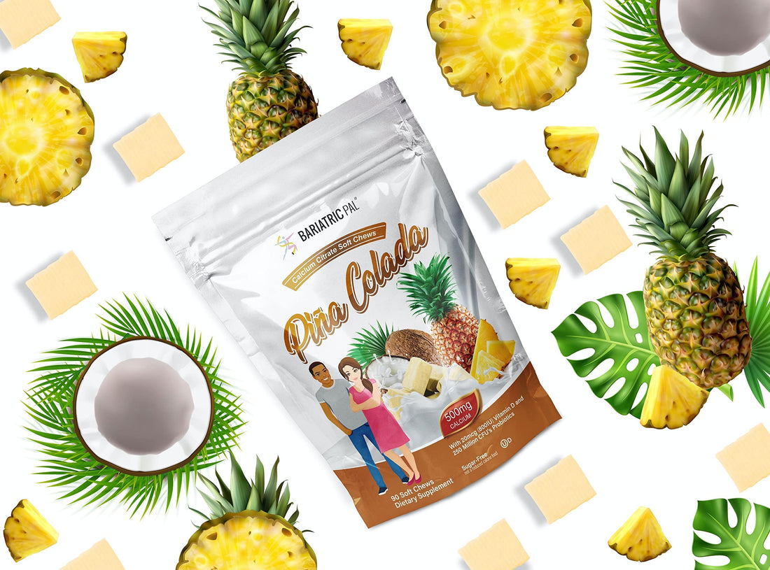 BariatricPal Sugar-Free Calcium Citrate Soft Chews 500mg with Probiotics (90 Count) - Piña Colada
