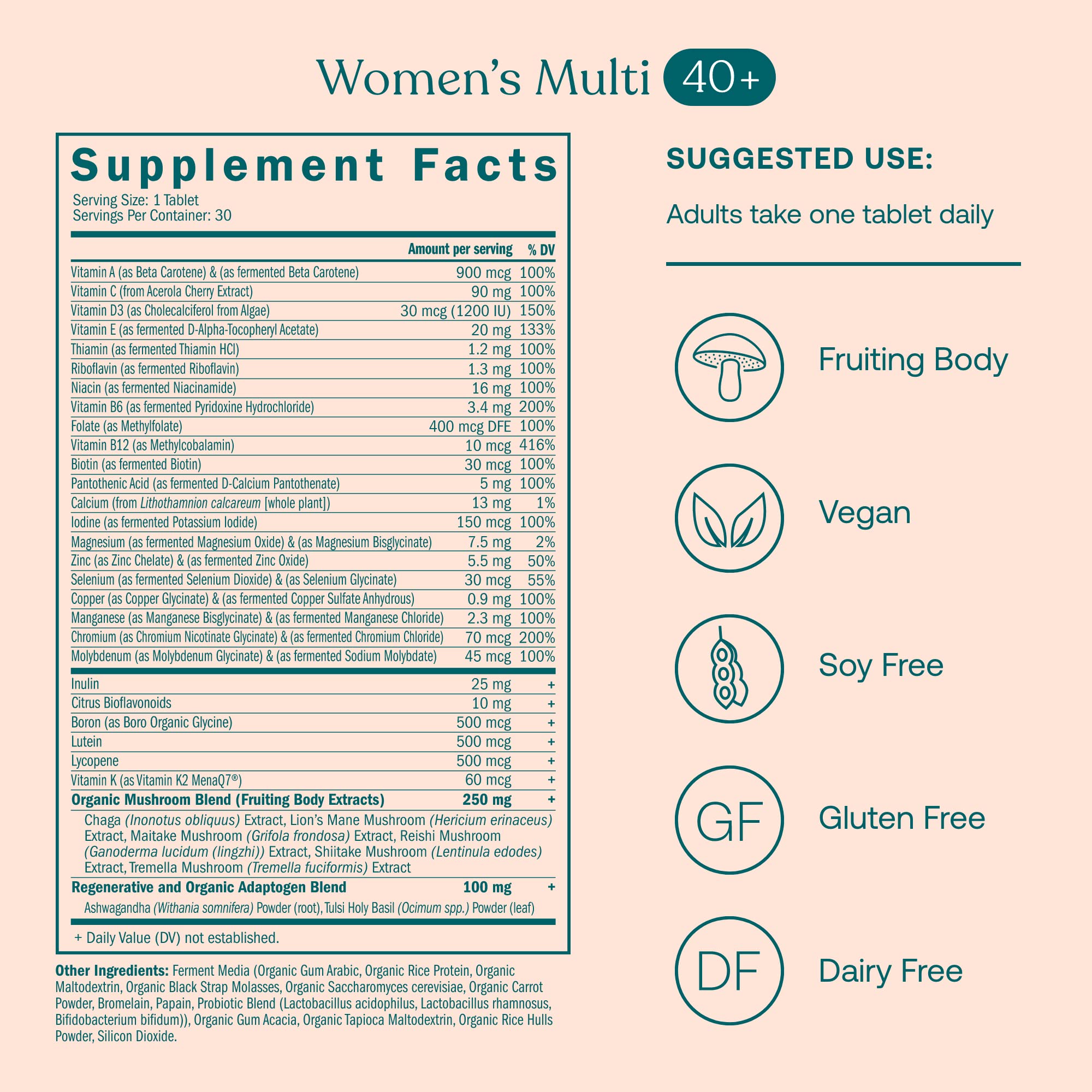 True Grace One Daily Women’s Multivitamin 40+ (30 Vegan Tablets), Omega-3 Fish Oil (60 Softgels) & One Daily Women’s Probiotic (30 Vegetarian Capsules) - 30-Day Supply of Each