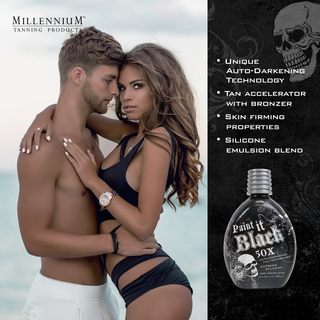 Millenium Tanning New Paint It Black Auto-darkening Dark Tanning Lotion, 50X, 13.5 Ounce