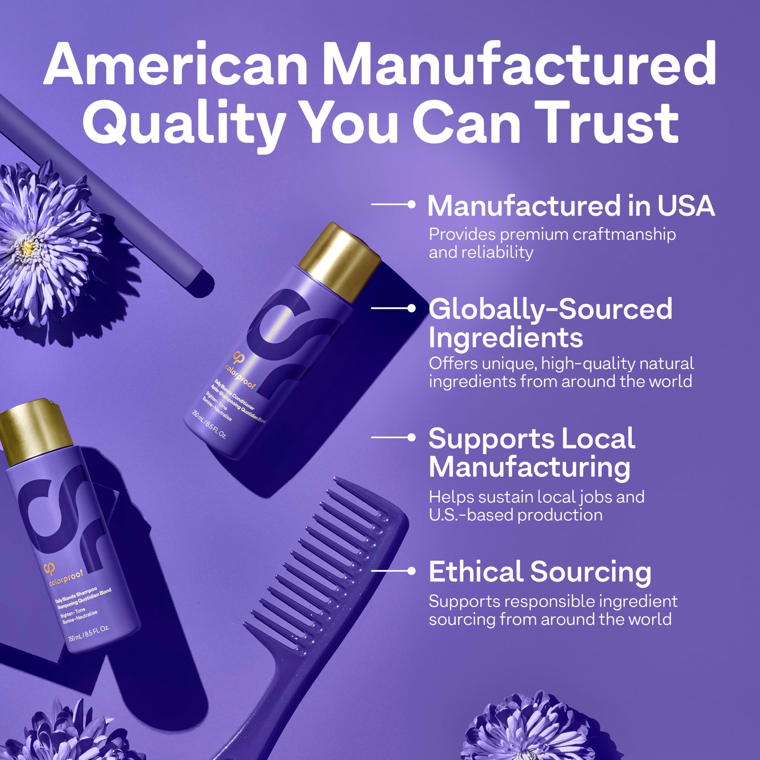 Colorproof Daily Blonde Conditioner 8.5 Fl. Oz. Purple Conditioner for Blonde Hair with Citrus, Jasmine & Coconut Milk Scent, Sulfate Free Conditioner for Detangling and Toning