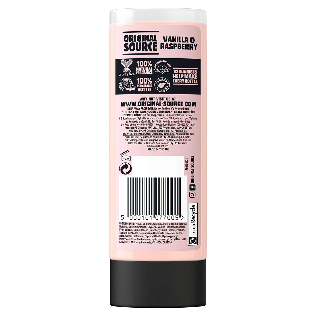 Original Source Shower Gel Vanilla Milk and Raspberry 250ml Pack of 6