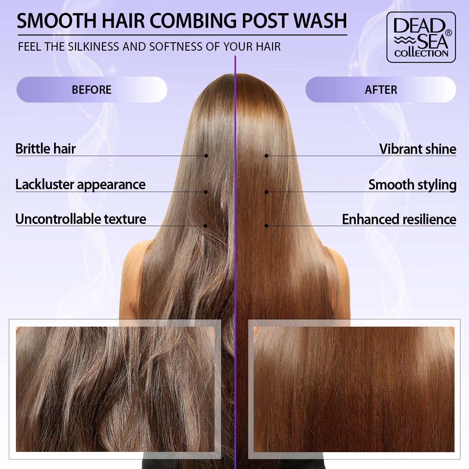 Dead Sea Collection Shampoo and Conditioner Set for Strengthening and Volume - Pure Dead Sea Minerals and Keratin – Hair Care - Nutrition, Repair and Shine - Pack of 2 (33.8 & 30.6 Fl. Oz)