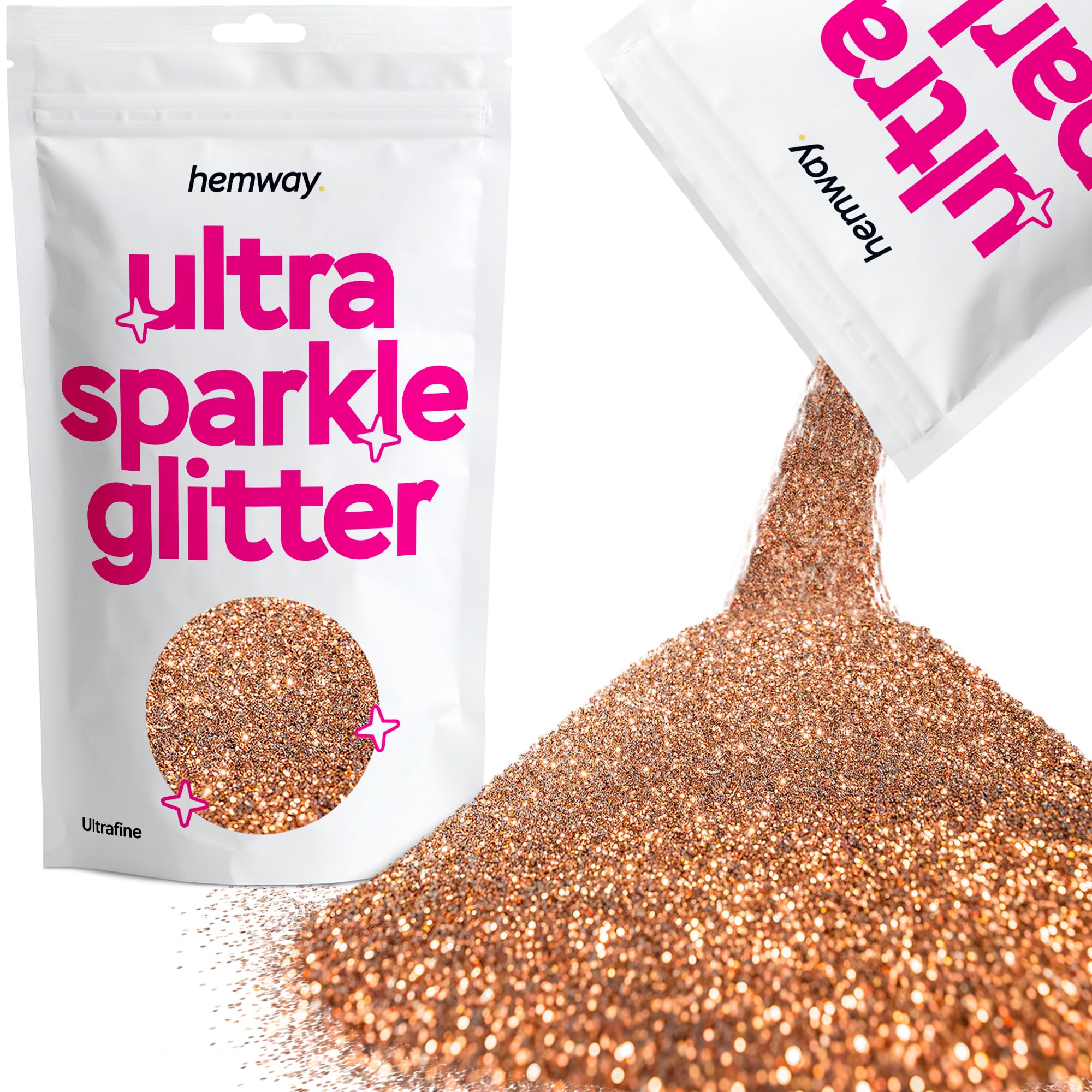 Hemway Premium Ultra Sparkle Glitter Multi Purpose Metallic Flake for Nail Art, Cosmetic Graded, Makeup, Festival, Party, Hair, Body and Eyes 100g / 3.5oz - Bronze Brown
