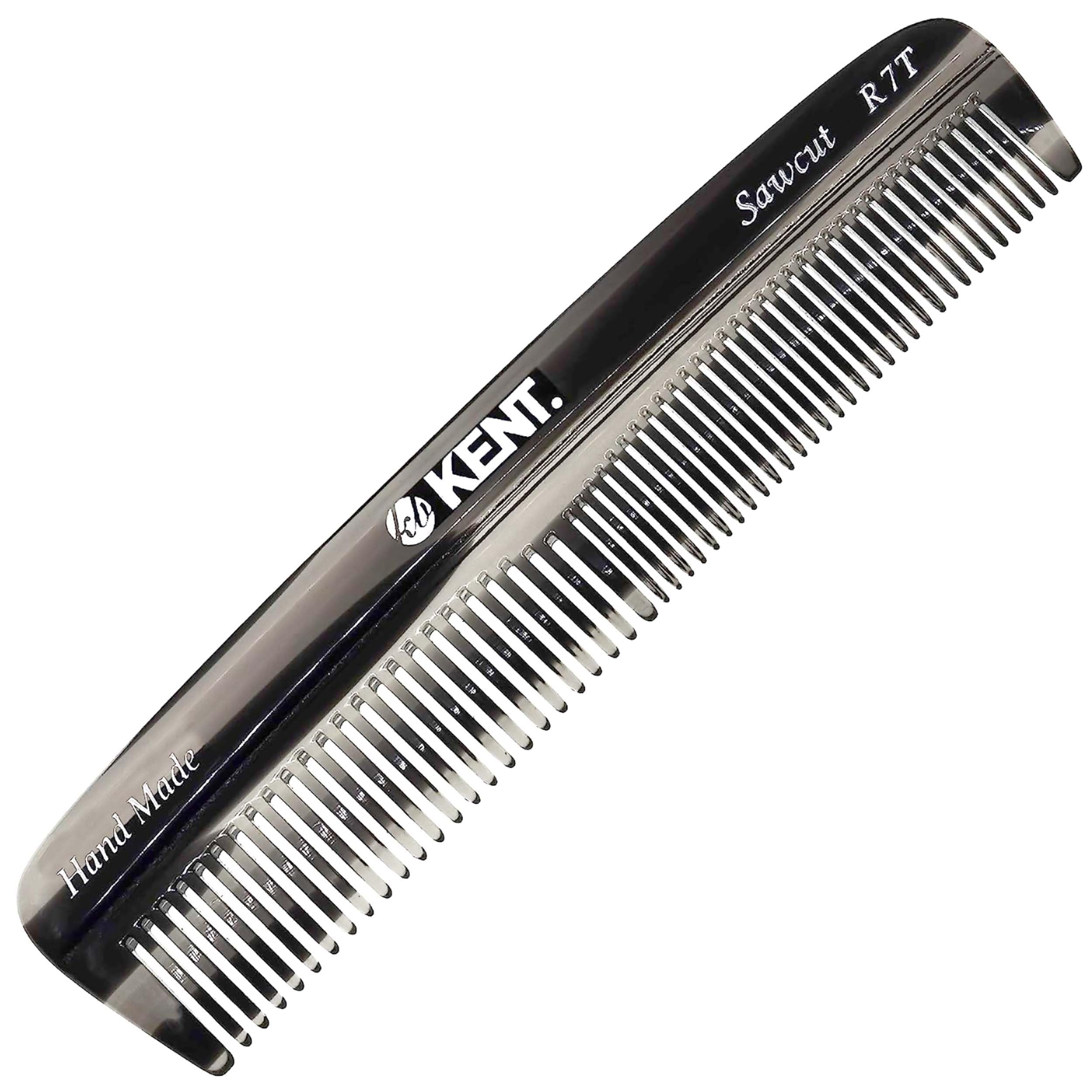 Kent A FOT Handmade Pocket Comb for Men, Graphite, All Fine Tooth Hair Comb Straightener for Everyday Grooming Styling Hair, Beard and Mustache, Use Wet or Dry, Saw Cut Hand Polished, Made in England