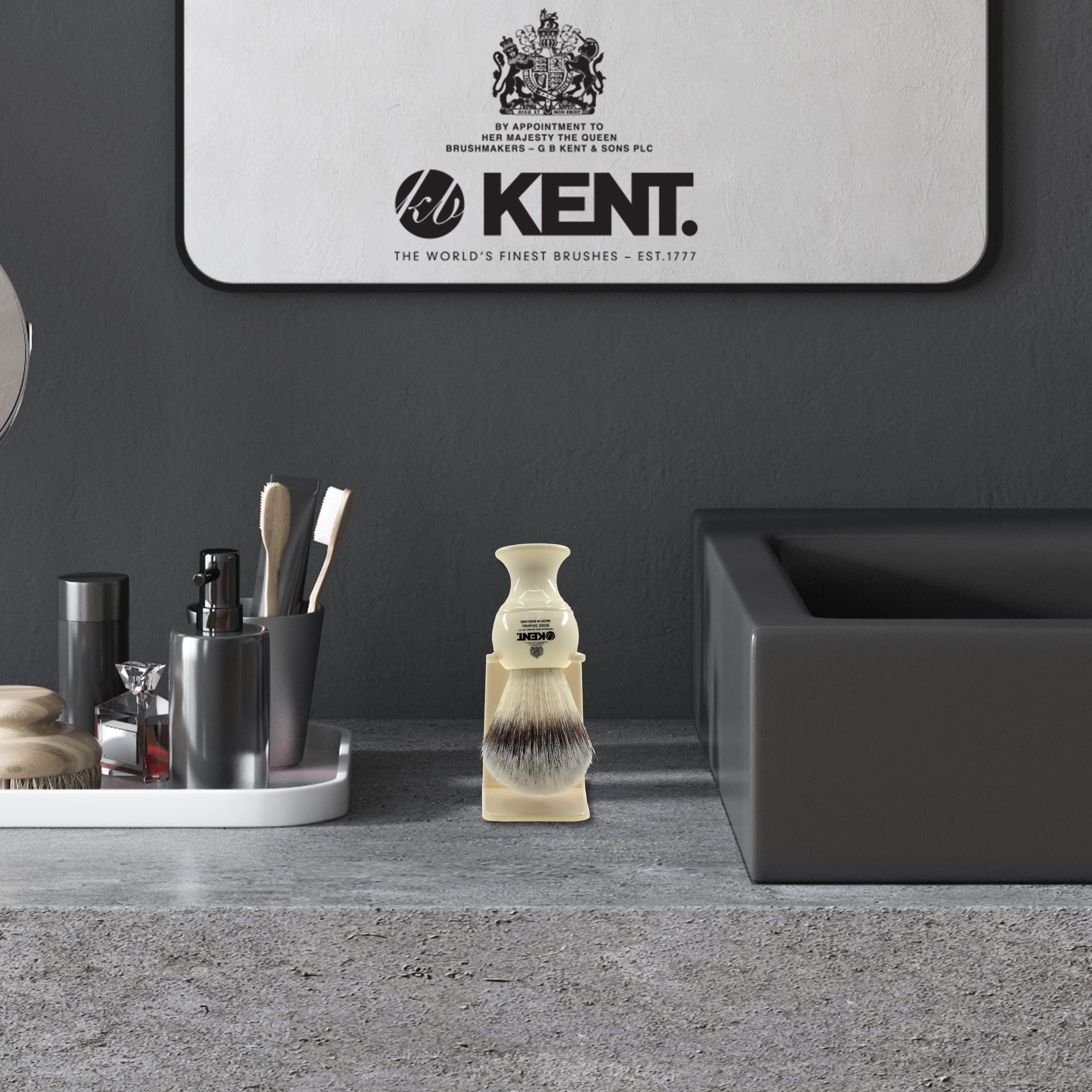 KENT Mock Ivory Shave Brush Stand Large | Elegant & Practical | Keeps Brush Dry | Perfect for All Brushes