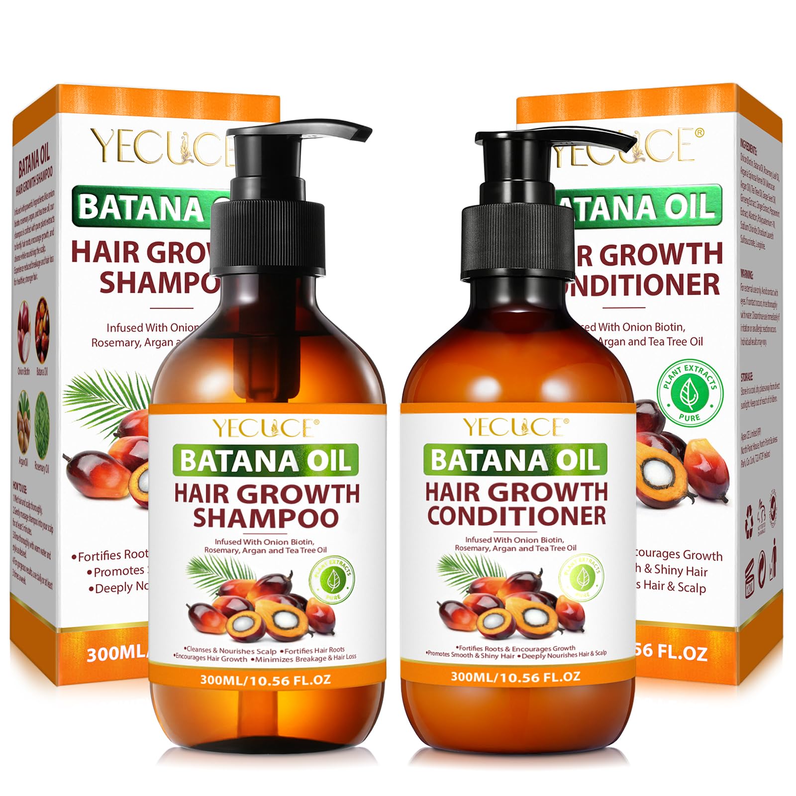 Batana Oil Shampoo and Conditioner Set, Organic With Onion for Men and Women Daily Care, for Thinning & Loss, Curly & Straight Hair