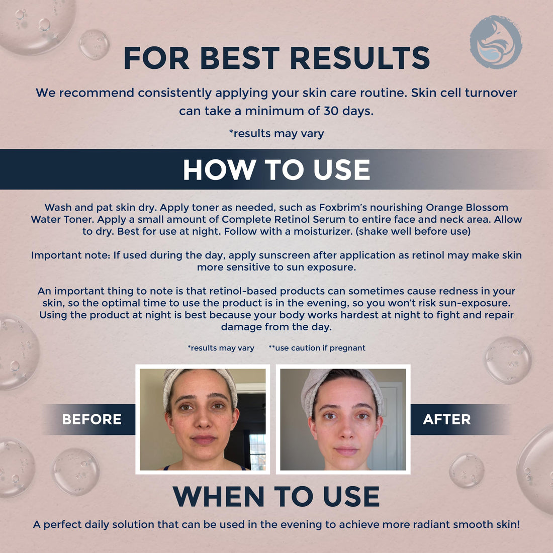 Complete Retinol Serum 2.5% Phospholipid Based - Organic Liquid Facelift To Reduce Wrinkles, Crows Feet & Fine Lines for Both Men & Women - Foxbrim 1OZ