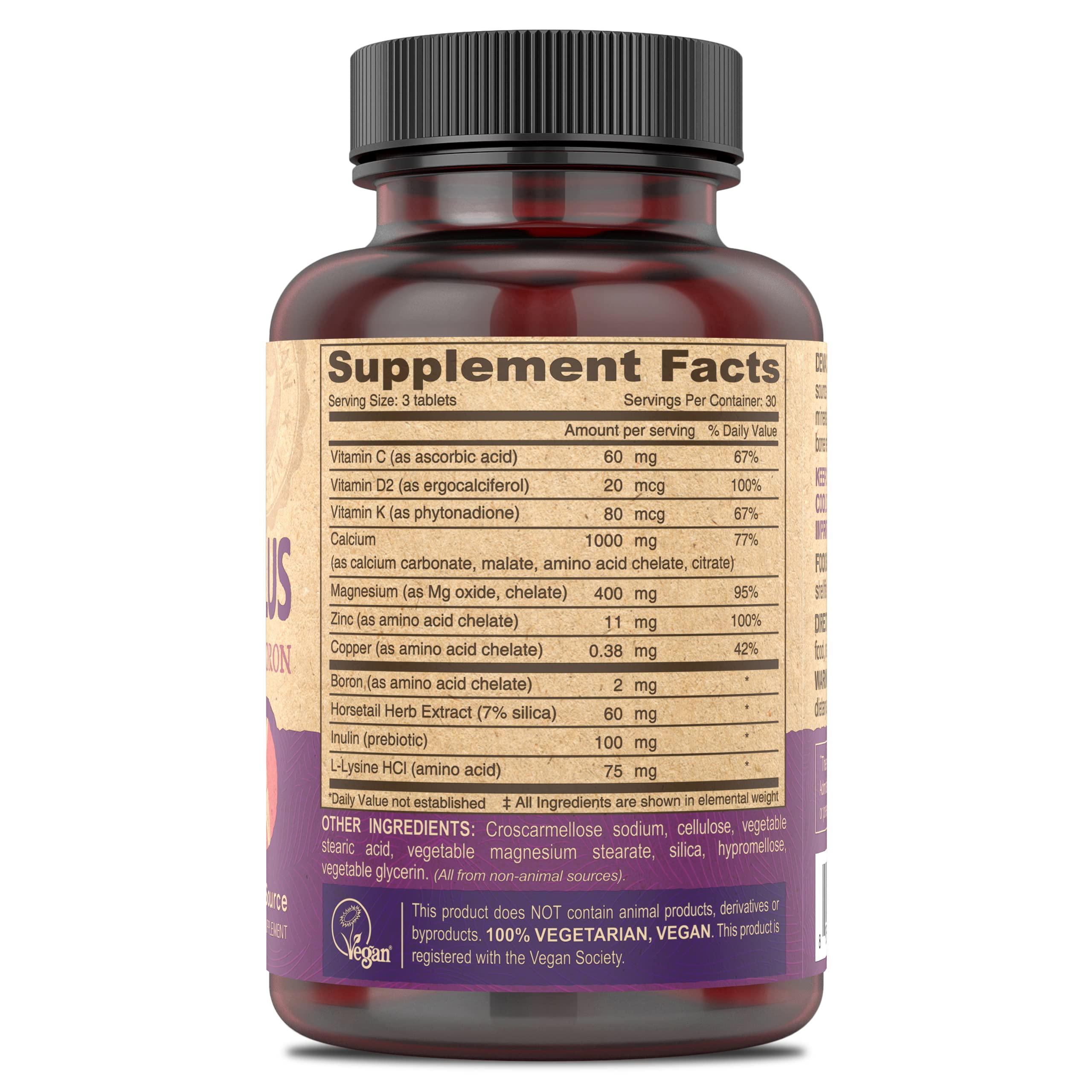 DEVA Vegan Cal MAG Plus Supplement with Calcium, Magnesium, Zinc, Boron, Vitamin C, D & K, 90 Tablets, 1-Pack