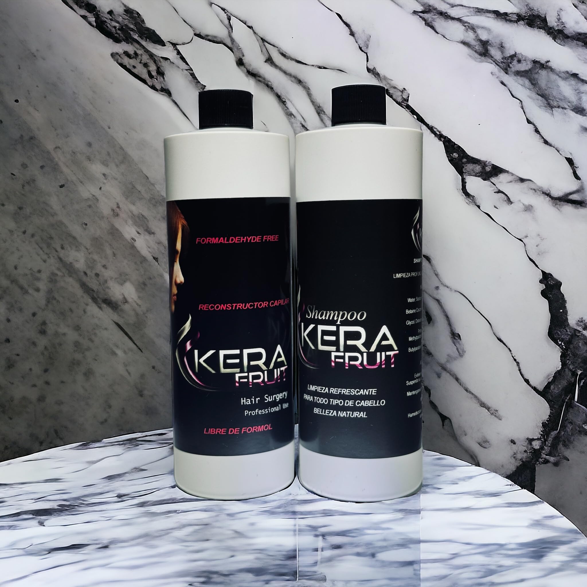KERA FRUIT Cirugia Capilar Para el Cabello Libre de Formol - Antifrizz Deep Hydratation - Repair Hair Treatment - Professional Results - Formaldehyde Free 16oz with Shampoo - keratin Treatment.