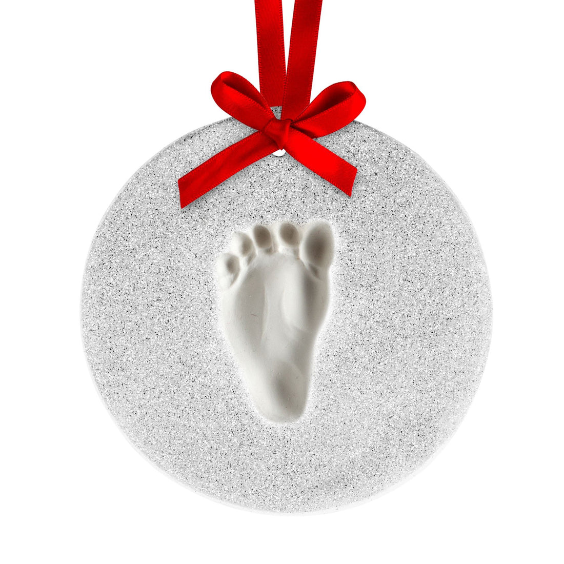 Lil Peach Baby's Print Christmas Clay Ornament Kit - Baby's First Tree Ornament, Newborn Hand/Footprint Keepsake, Silver Glitter