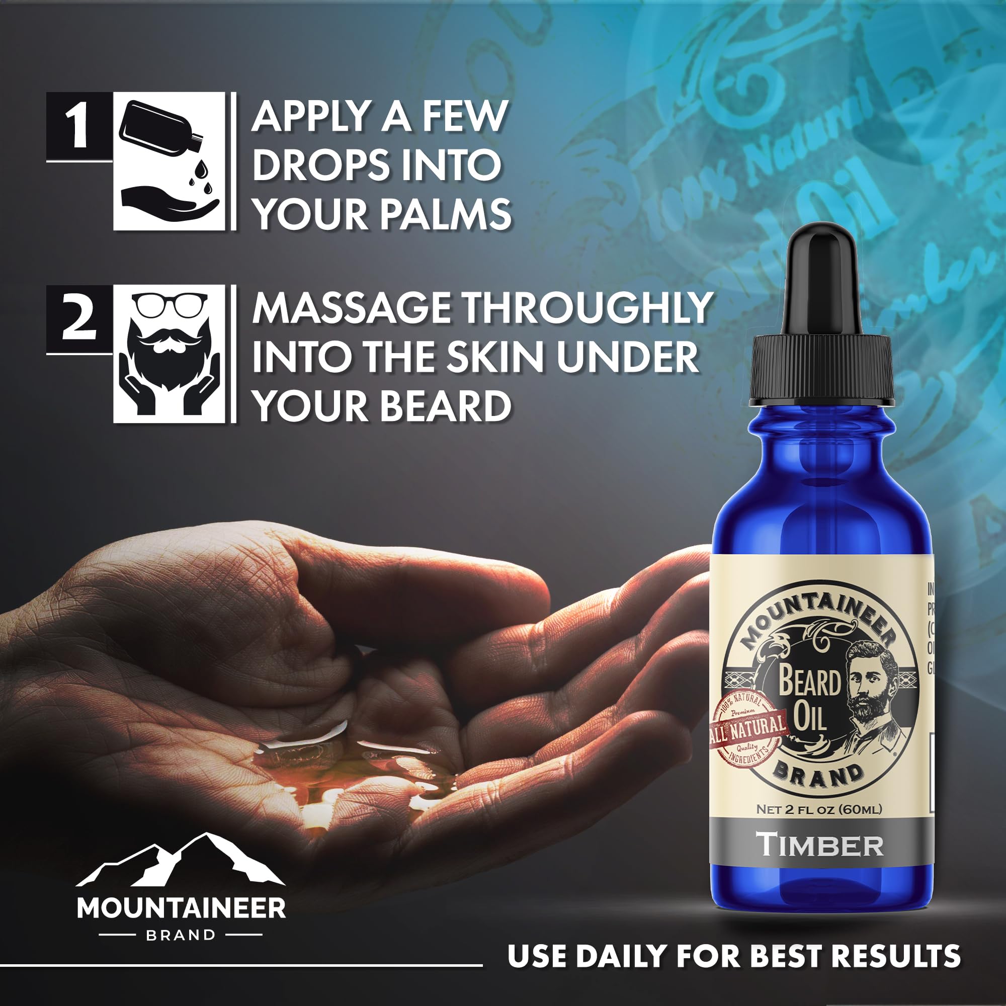 Mountaineer Brand Beard Oil - Unscented - 100% Natural Conditioner and Softener For Men - Hydrates and Moisturizes for Beard Growth - Treats Dry Itchy Beards - 2oz