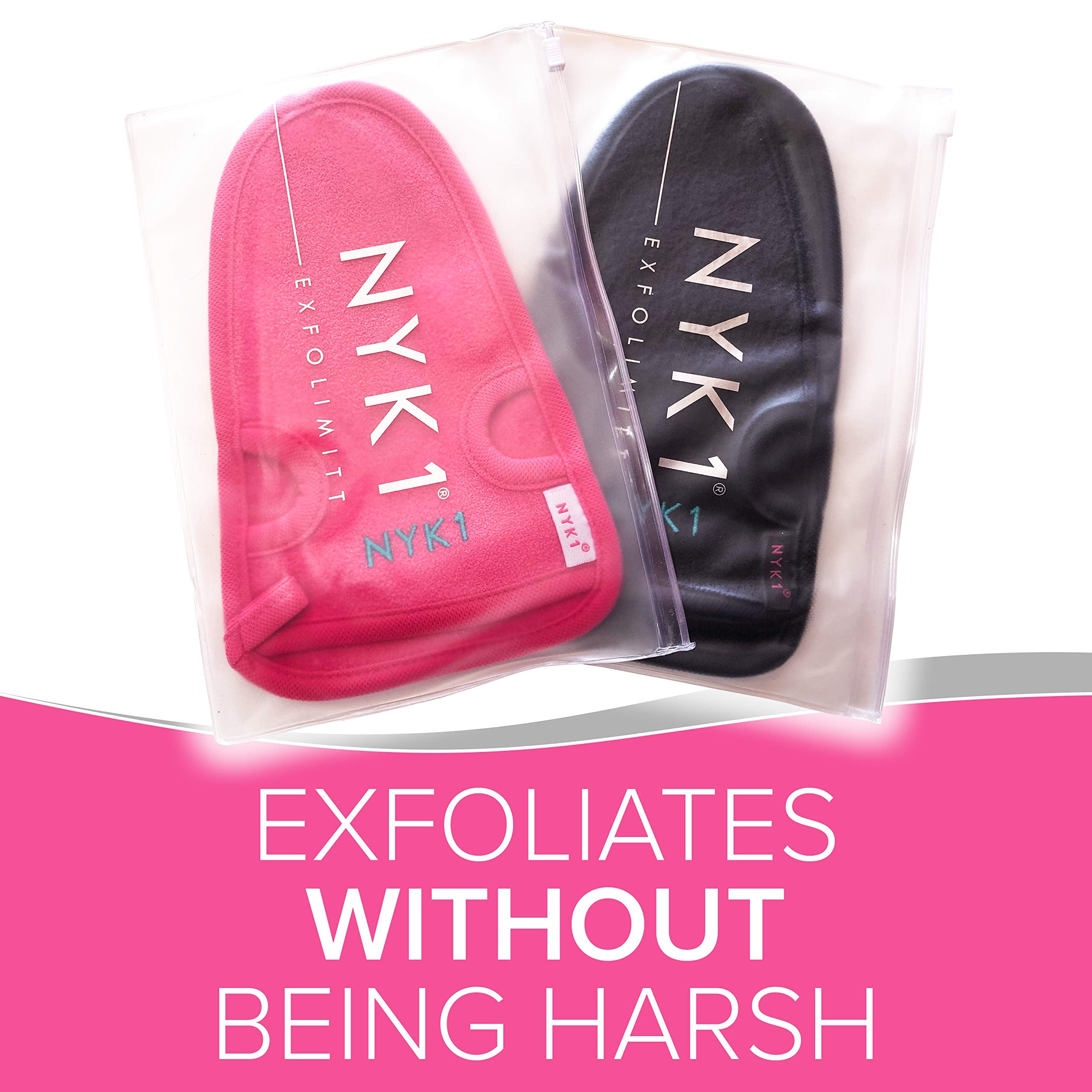 Exfoliating Body Scrub Exfoliator Glove - Eraser Mitt Loofah, Dry Dead Flakey Skin Tan Scrubbing Remover Cleansing Gloves for Bath, Shower, Spa Brush Soap Wash Exfoliate Arms Legs Face Cloth (Pink)