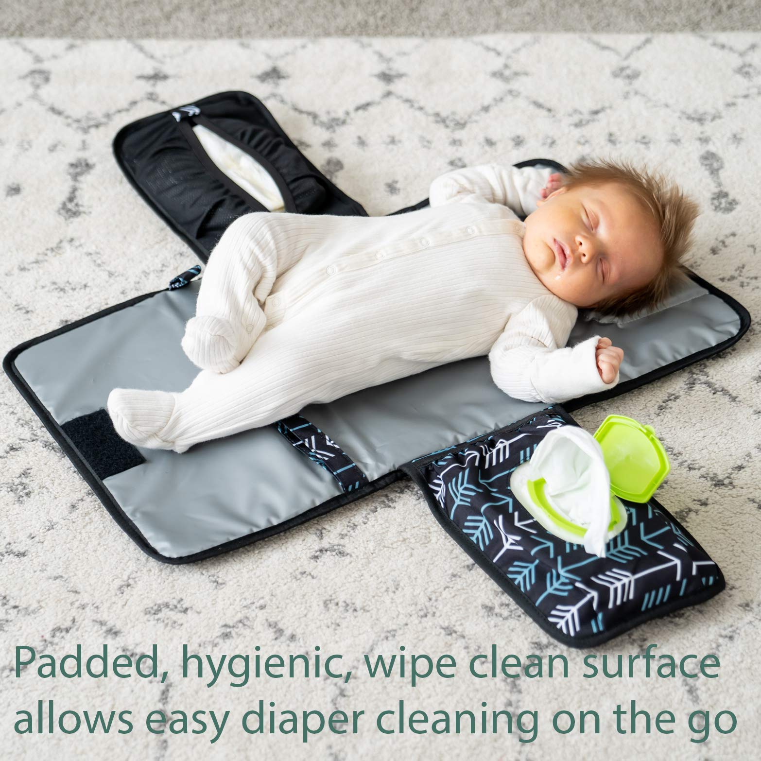 Lil Fox Portable Changing Pad - One-Hand Diaper Change Pad for Baby Diaper Bag or Changing Table. Unisex Baby Shower Gifts, Newborn Essentials